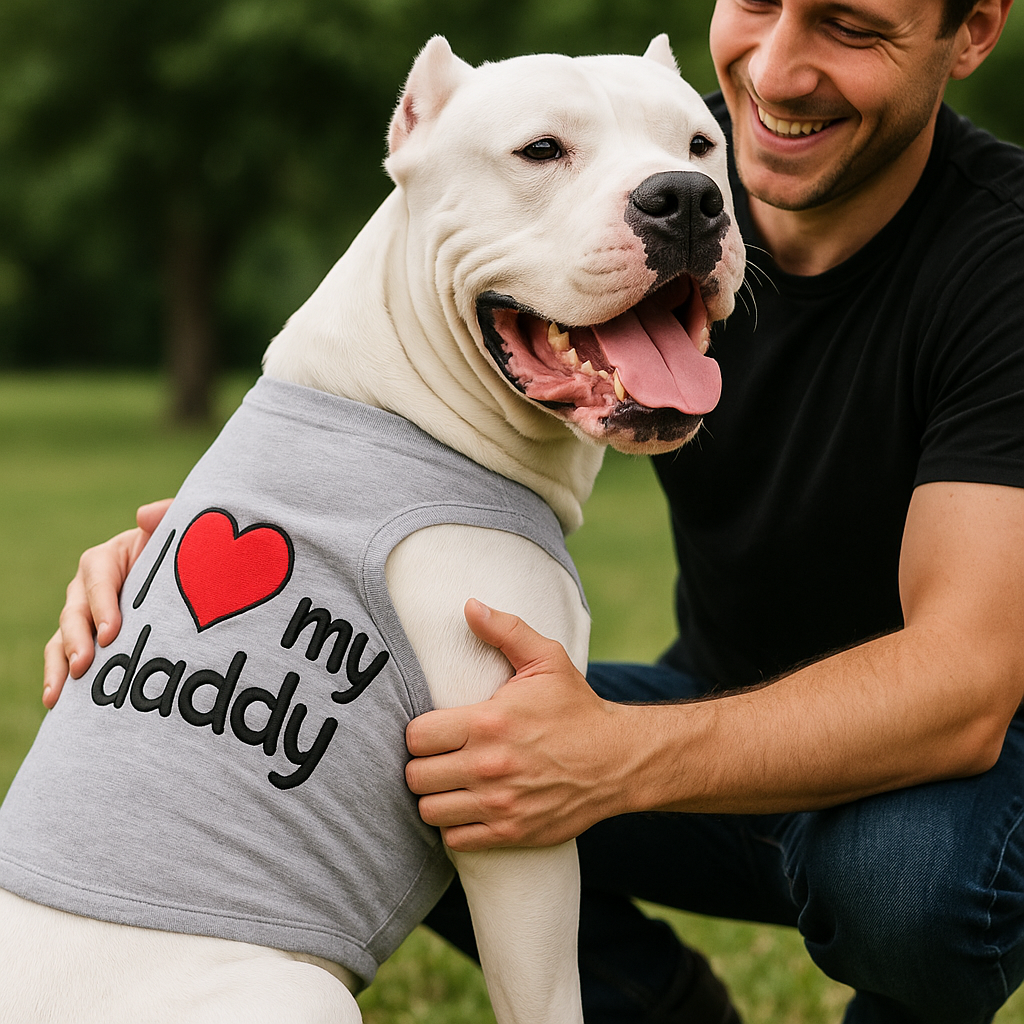 Parisian Pet I Love Daddy Lightweight Pet T-Shirt  Stylish Dog Clothing for Small Dogs & Cats, Gray