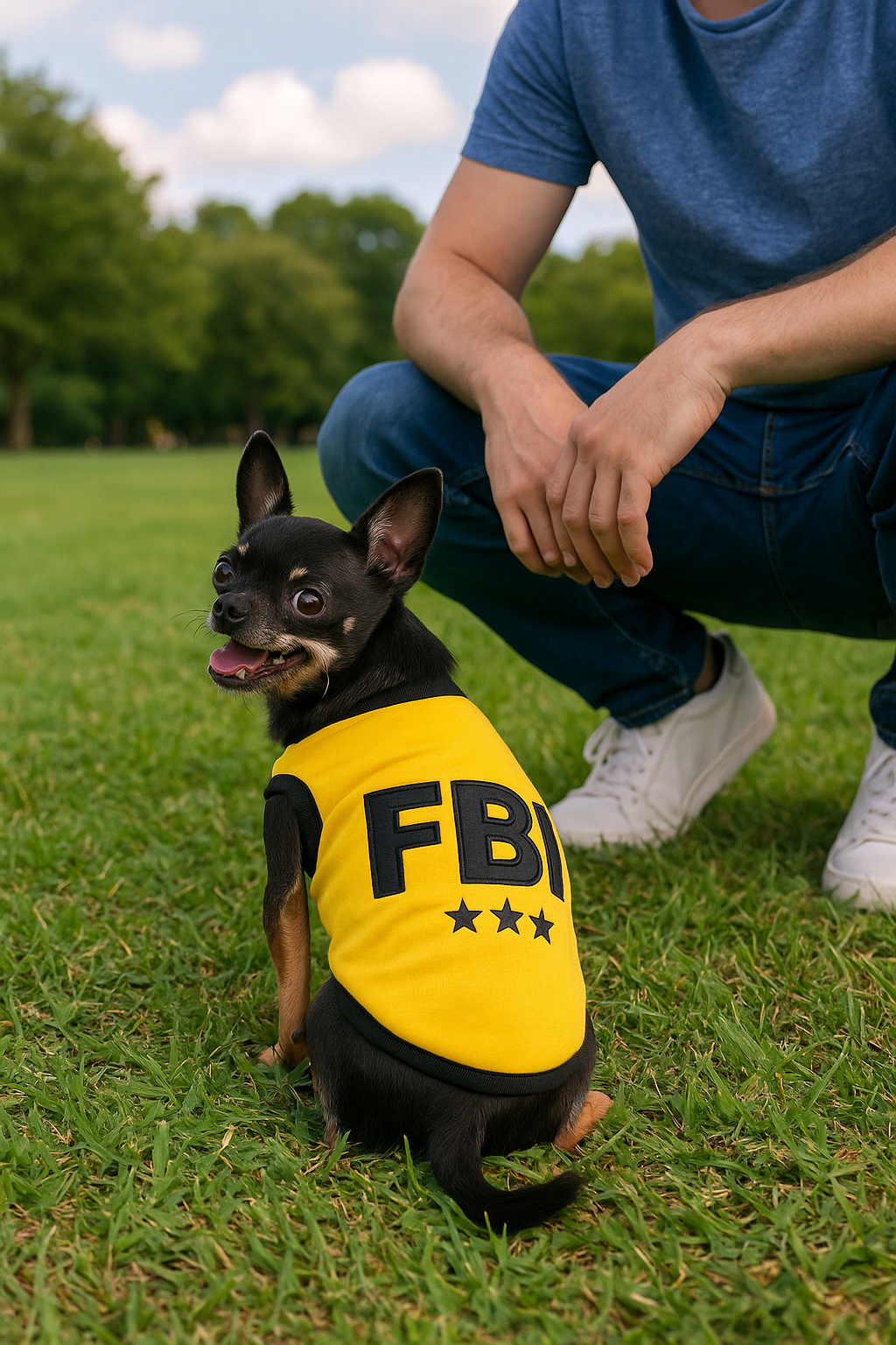 Parisian Pet FBI Funny Slogan Dog Shirt  Trendy Yellow Pet Apparel for Dogs & Cats