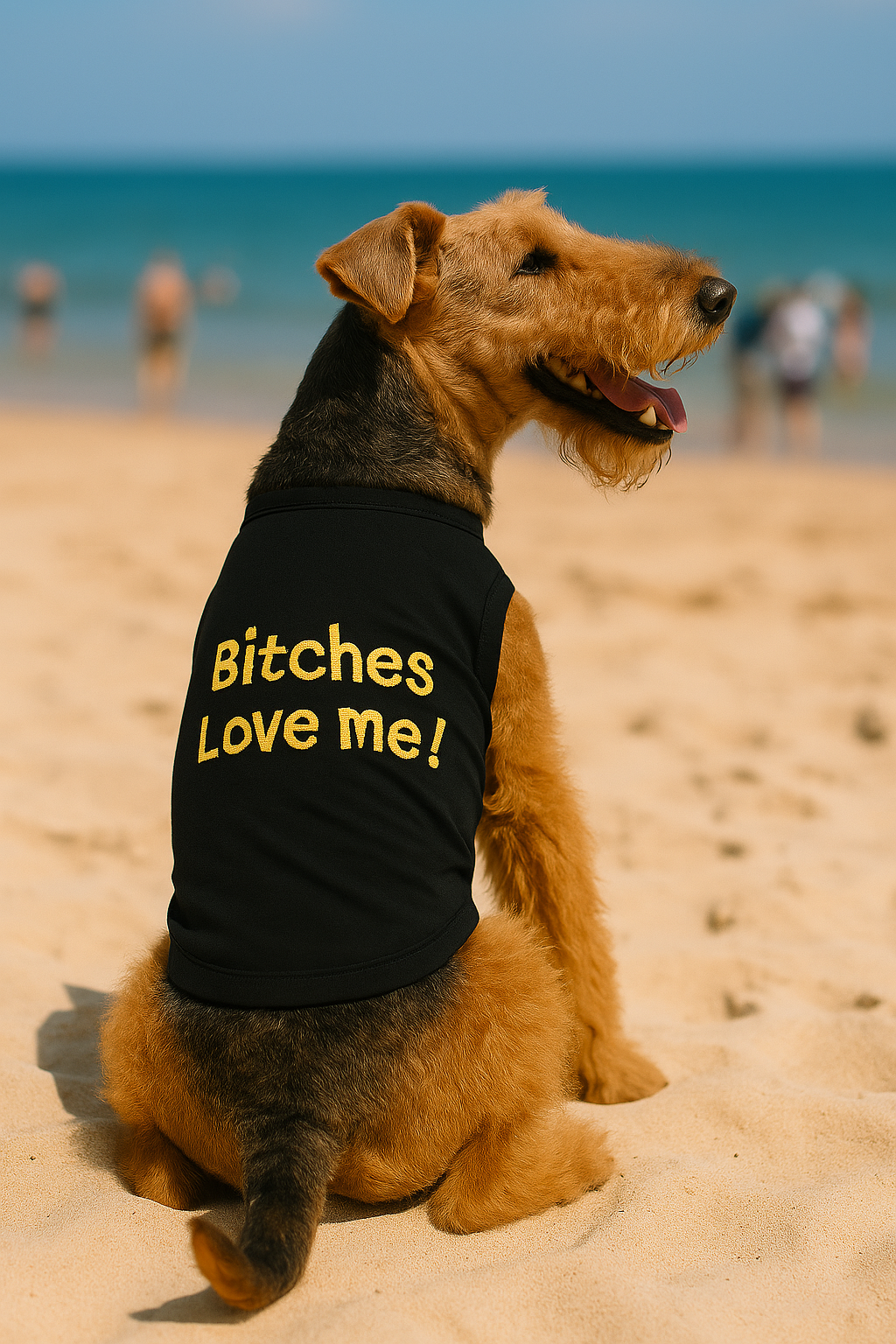 Parisian Pet Bitches Love Me Funny Dog Shirt  Embroidered Cotton Pet T-Shirt for Dogs & Cats, Black-Valentines Day