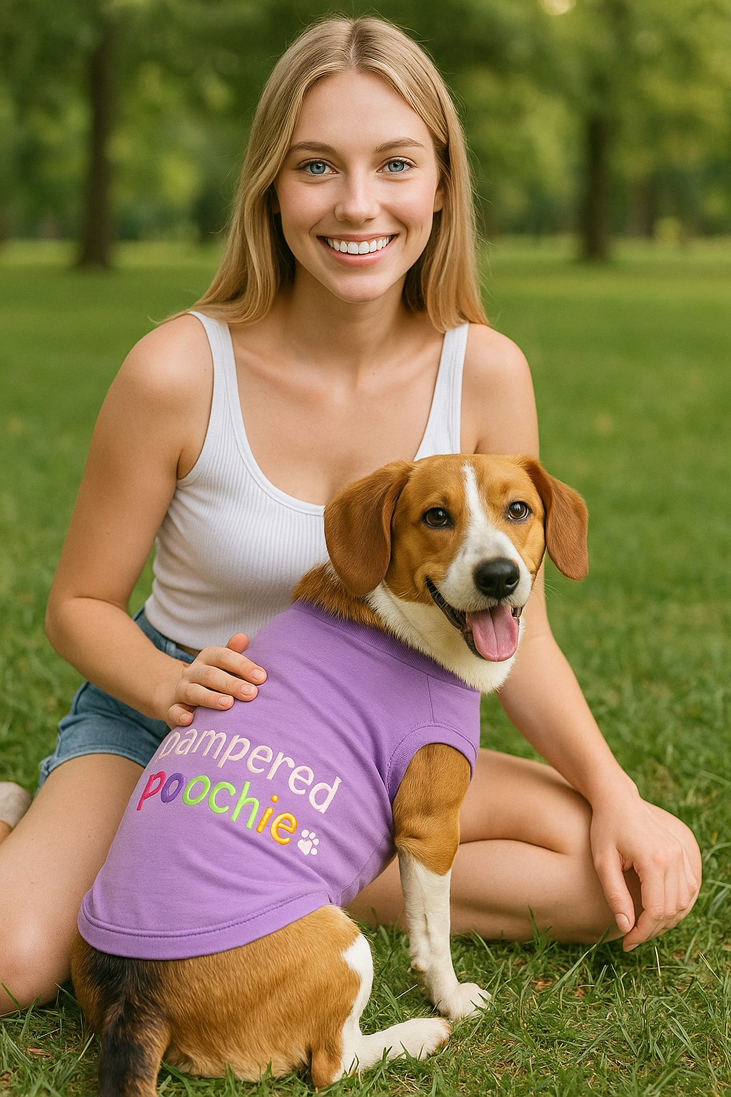 Parisian Pet Pampered Poochie Luxury Dog T-Shirt-Purple
