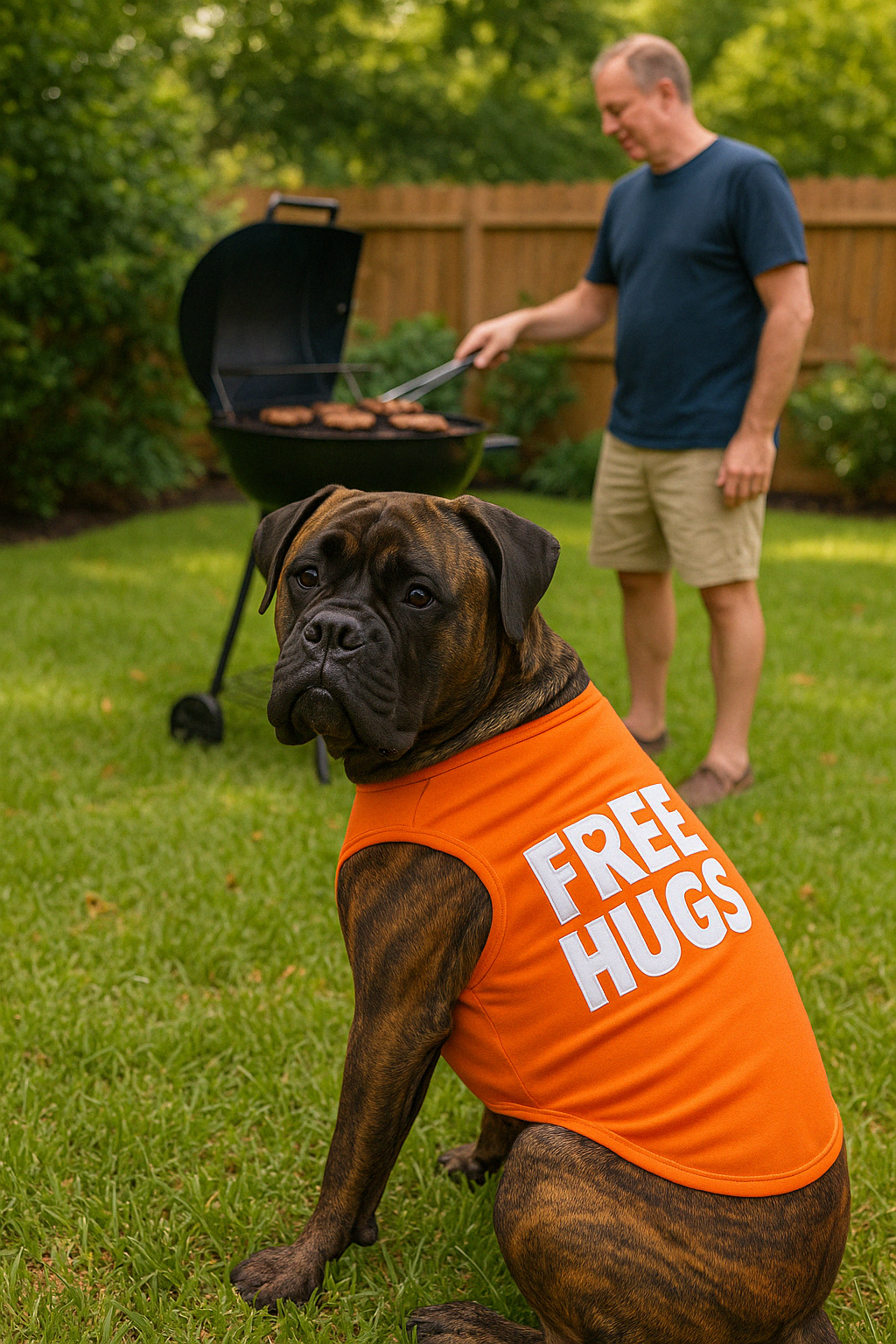 Parisian Pet Free Hugs Embroidered Dog T-Shirt  Trendy Casual Outfit for Small Dogs & Cats, Orange - Valentines Day