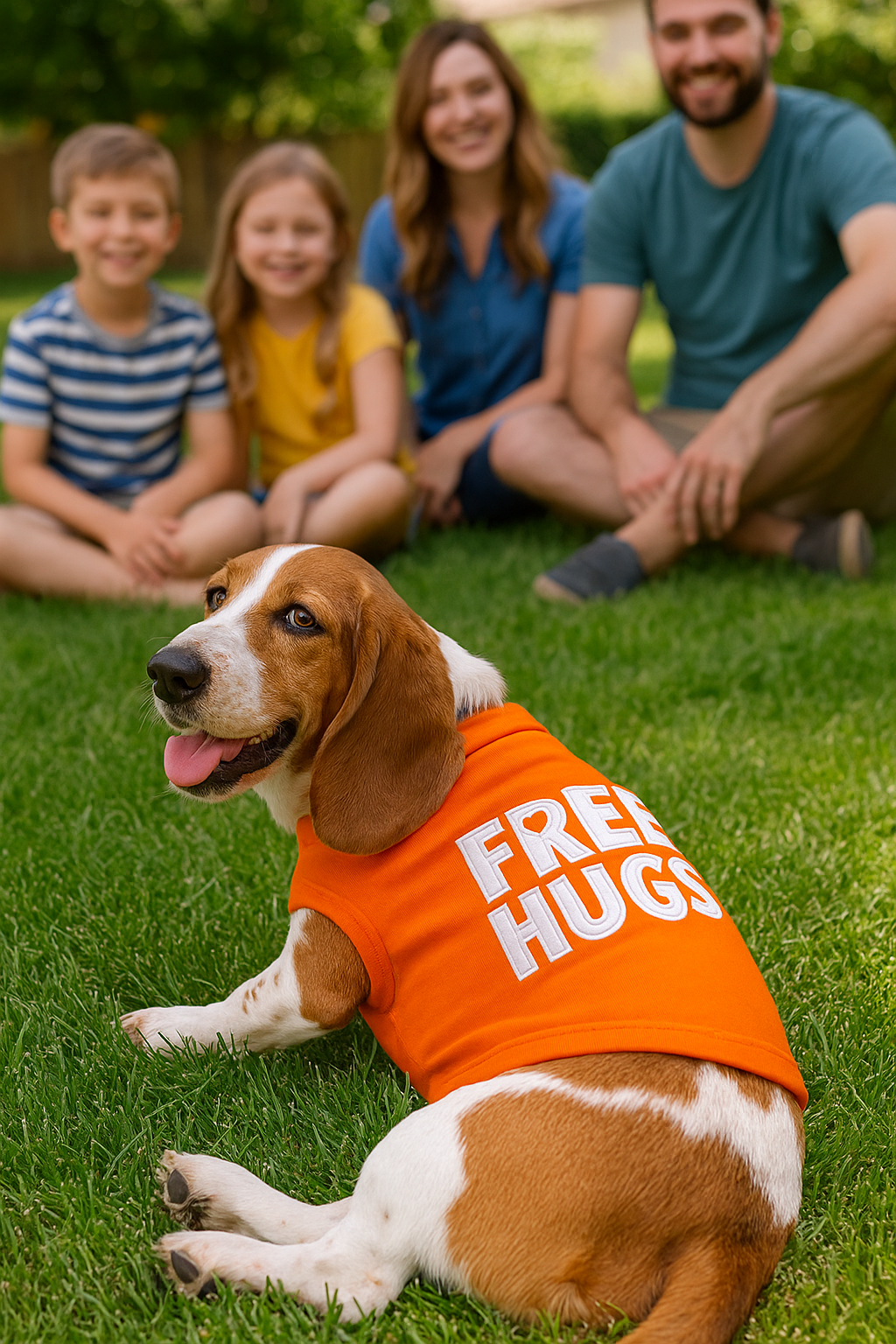 Parisian Pet Free Hugs Embroidered Dog T-Shirt  Trendy Casual Outfit for Small Dogs & Cats, Orange - Valentines Day