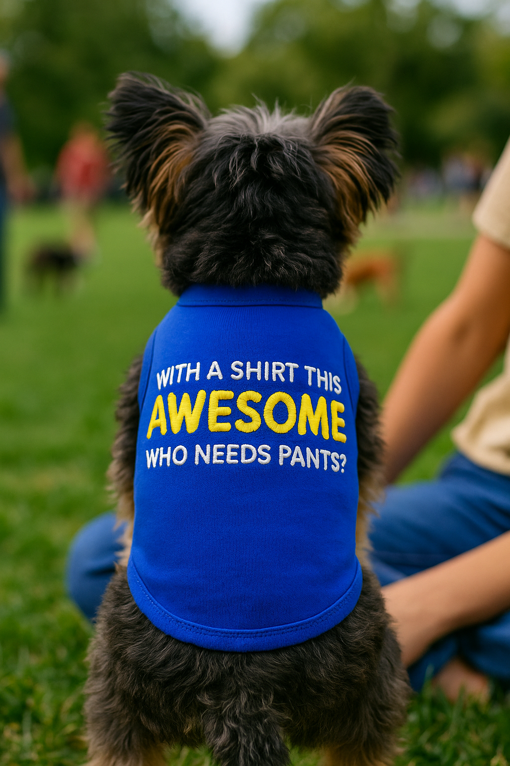 Parisian Pet Awesome Dog & Cat T-Shirt  Comfortable & Lightweight Cotton, Funny Novelty Pet Shirt  Blue