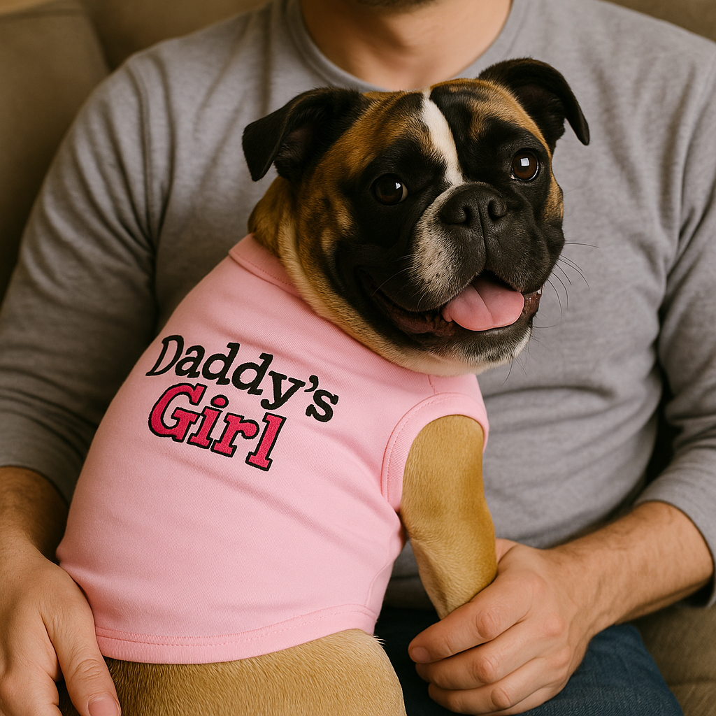 Parisian Pet Daddys Girl Pet Shirt - Dog Fashion Shirt for Dogs & Cats, Pink-Valentines Day