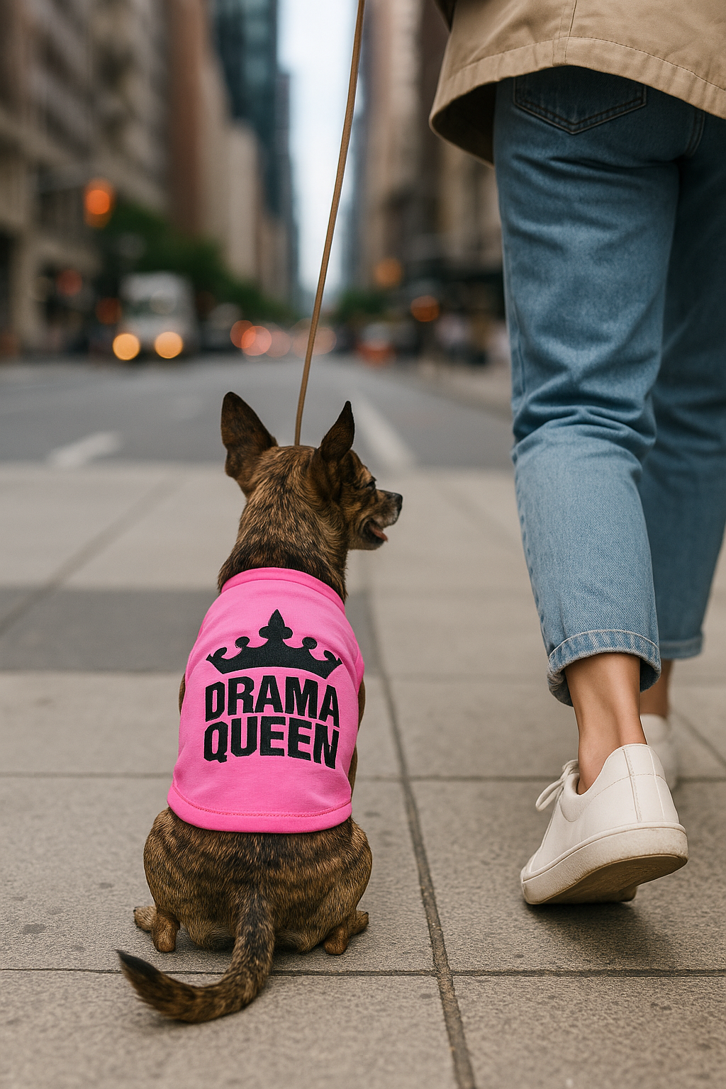 Parisian Pet Drama Queen Embroidered Dog & Cat Shirt - Trendy Pet Apparel, Pink