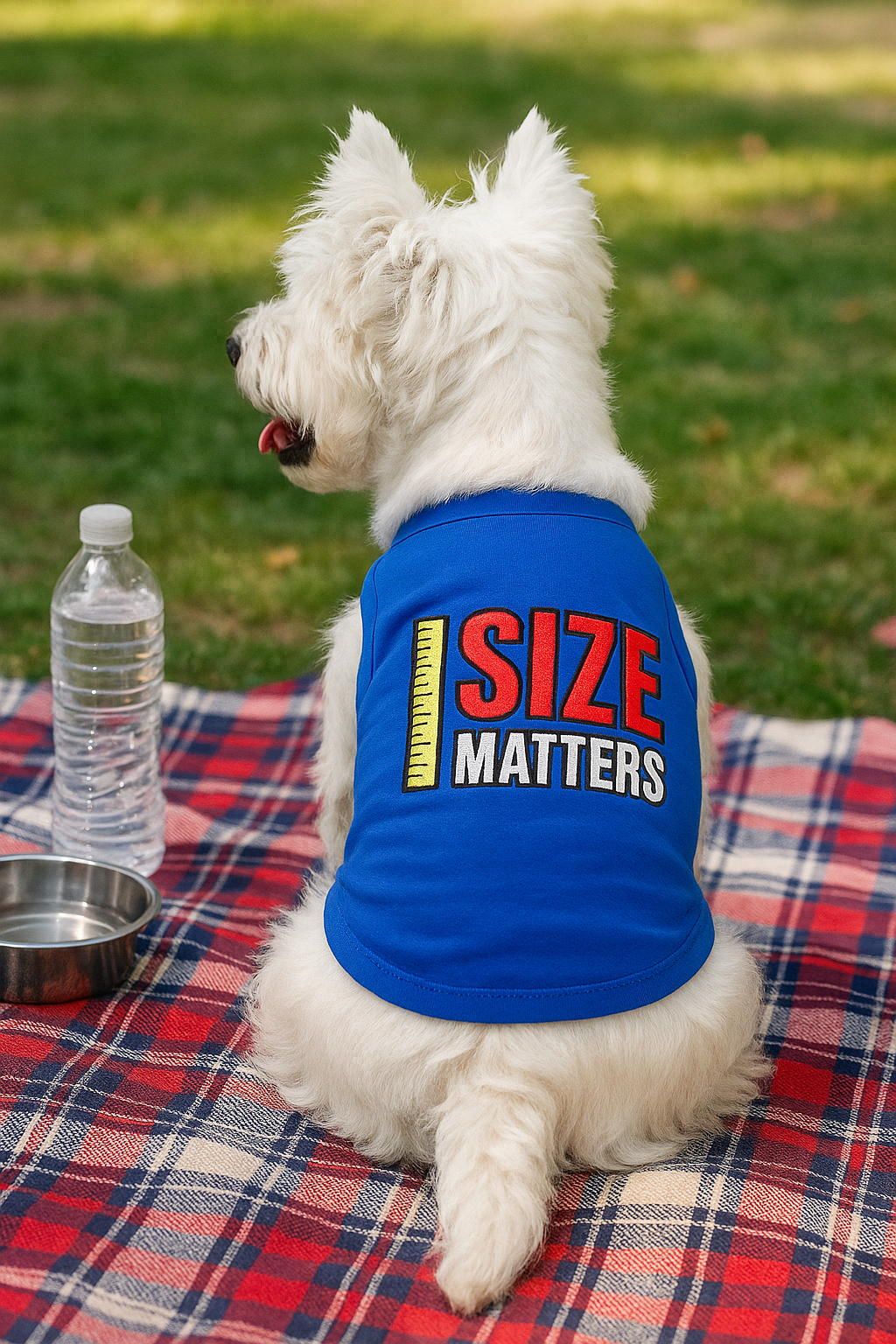 Parisian Pet Size Matters Dog & Cat Shirt  Humorous Cotton T-Shirt, Stylish & Machine Washable Pet Clothing  Navy Blue