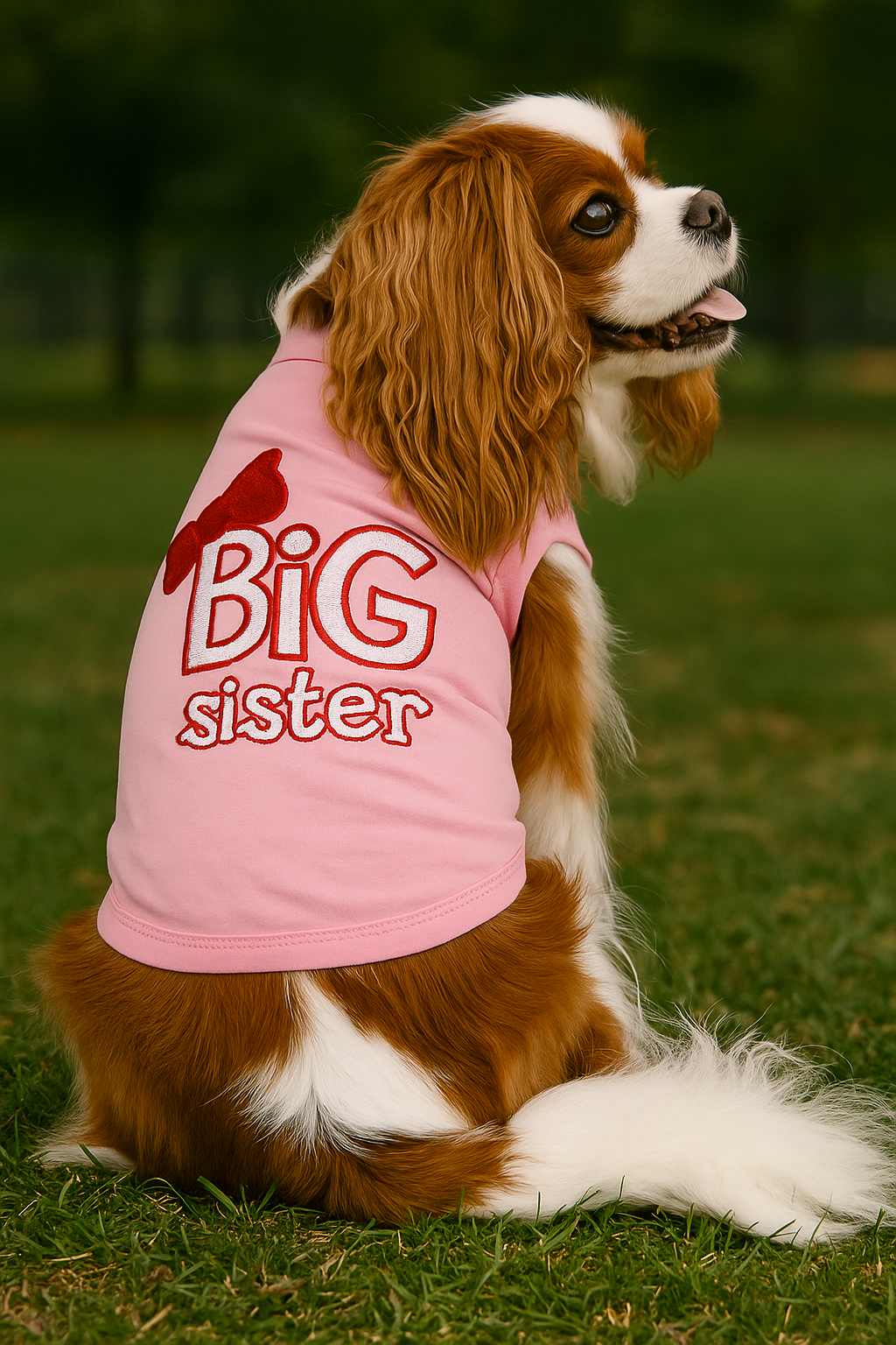 Parisian Pet Big Sister Trendy Dog Apparel  Breathable Embroidered Pet Wear for Dogs & Cats, Pink