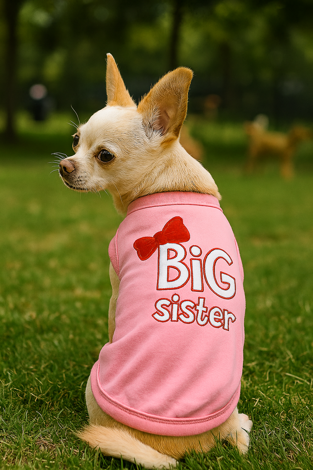 Parisian Pet Big Sister Trendy Dog Apparel  Breathable Embroidered Pet Wear for Dogs & Cats, Pink