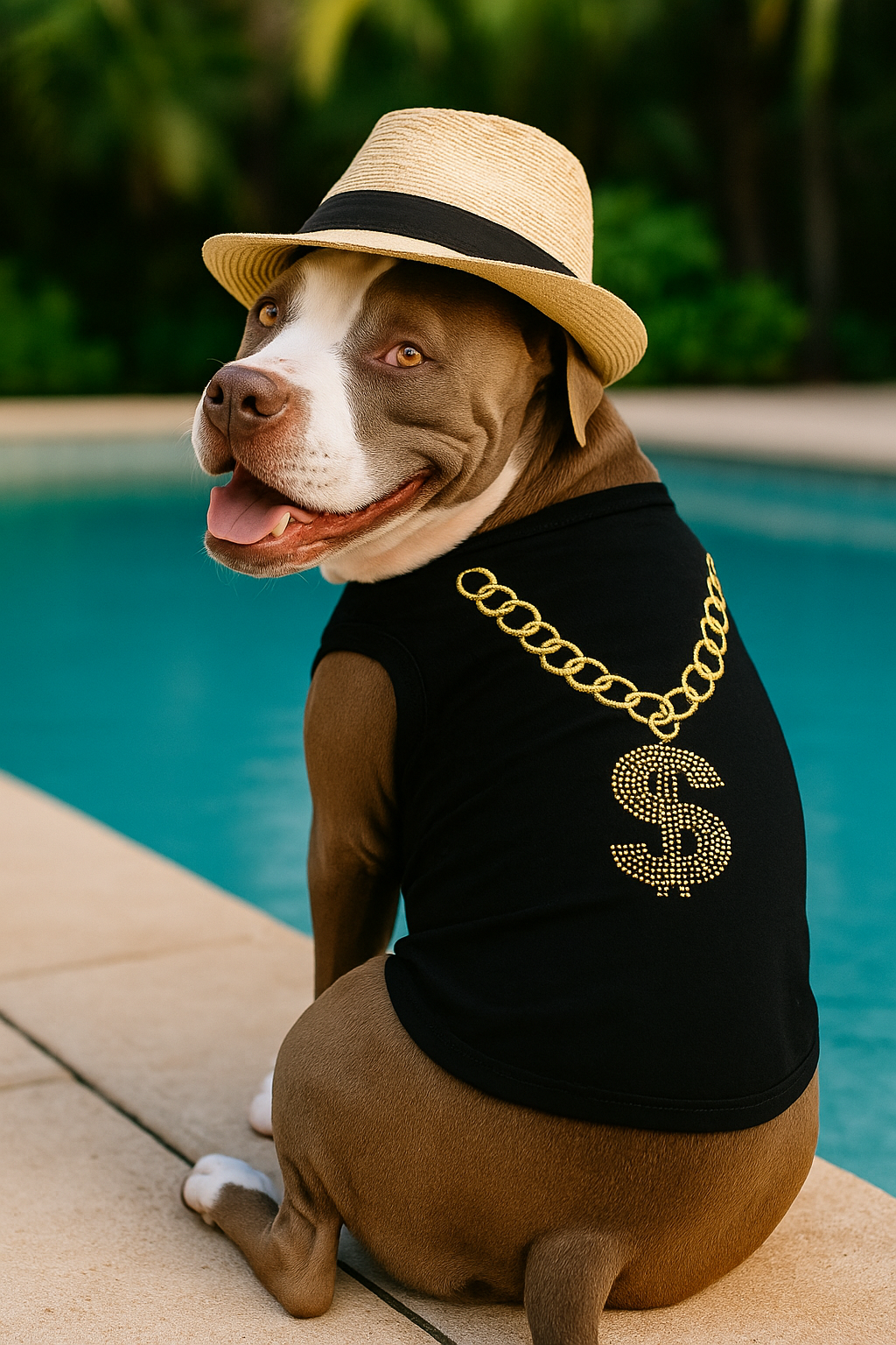 Parisian Pet Bling $ Dog Shirt  Sparkly Embroidered Pet T-Shirt for Dogs & Cats, Black