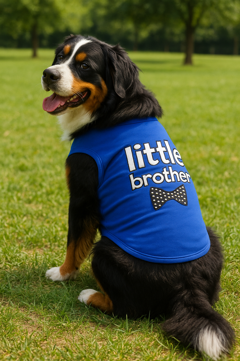 Parisian Pet Little Brother Dog Shirt - Dog Sibling Shirt for Dogs & Cats, Blue