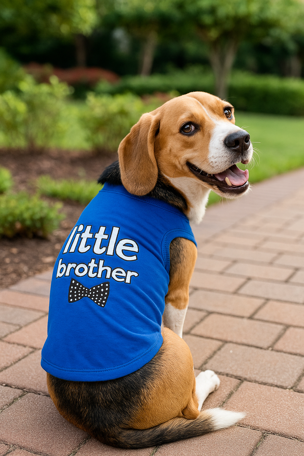 Parisian Pet Little Brother Dog Shirt - Dog Sibling Shirt for Dogs & Cats, Blue