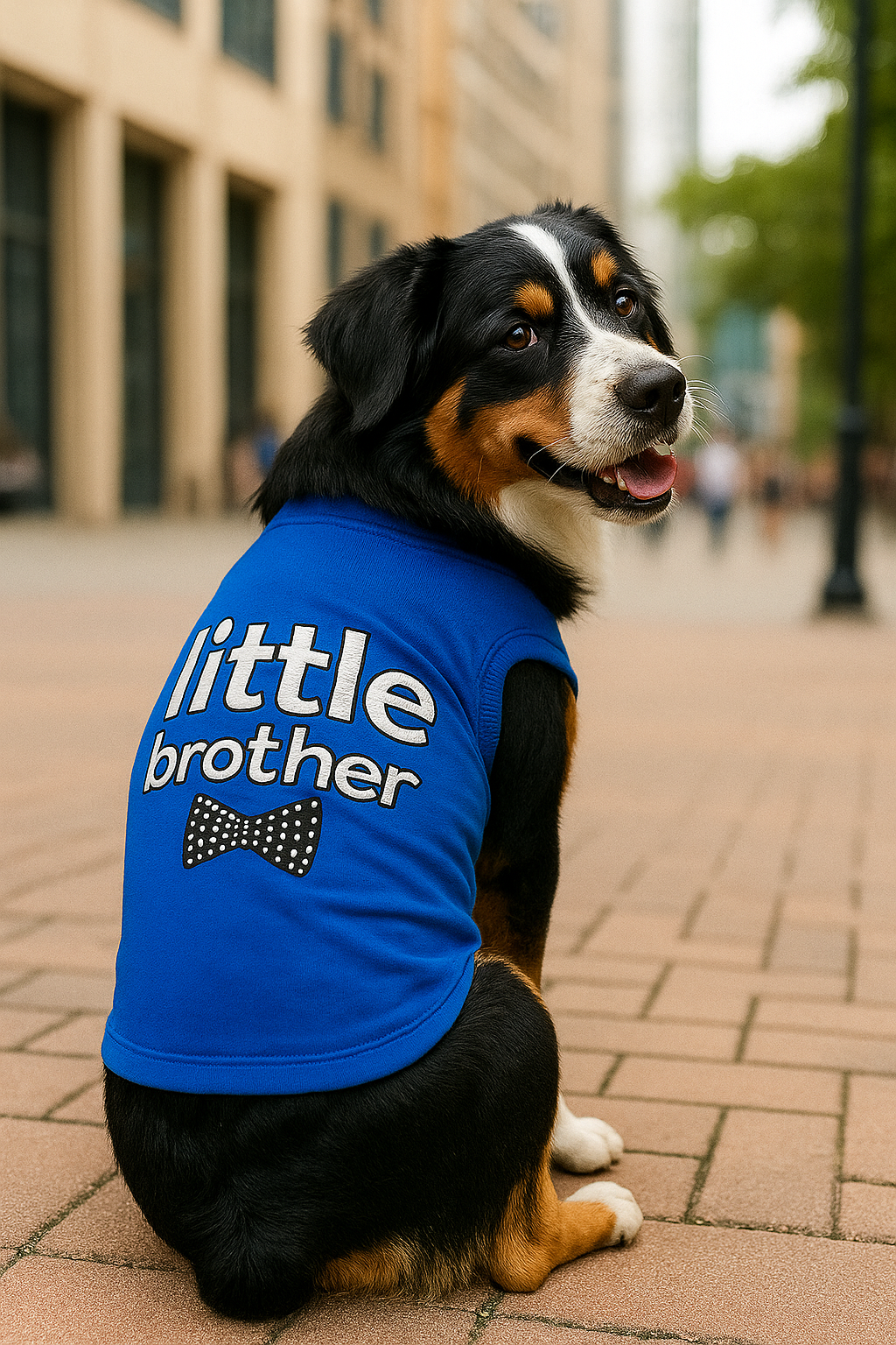 Parisian Pet Little Brother Dog Shirt - Dog Sibling Shirt for Dogs & Cats, Blue