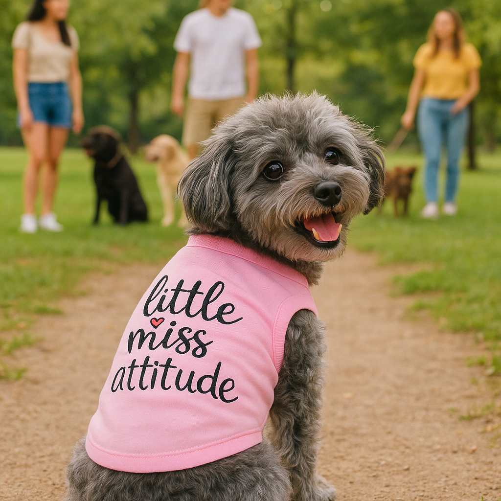 Parisian Pet Little Miss Attitude Pet Shirt - Cute Dog & Cat Shirt, Pink