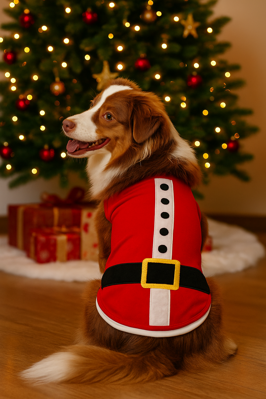 Parisian Pet SantaDog Shirt - Christmas Pet Apparel for Holiday Cheer, Red