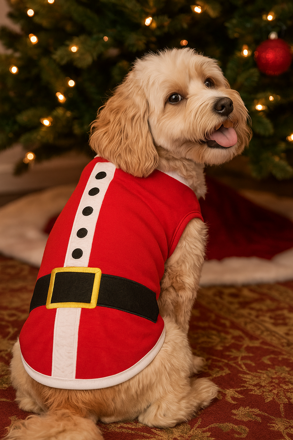 Parisian Pet SantaDog Shirt - Christmas Pet Apparel for Holiday Cheer, Red