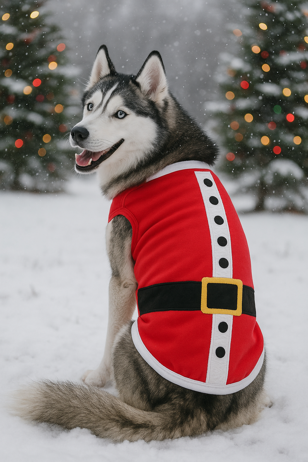 Parisian Pet SantaDog Shirt - Christmas Pet Apparel for Holiday Cheer, Red