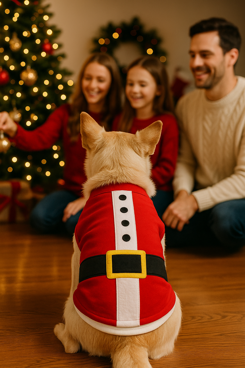 Parisian Pet SantaDog Shirt - Christmas Pet Apparel for Holiday Cheer, Red