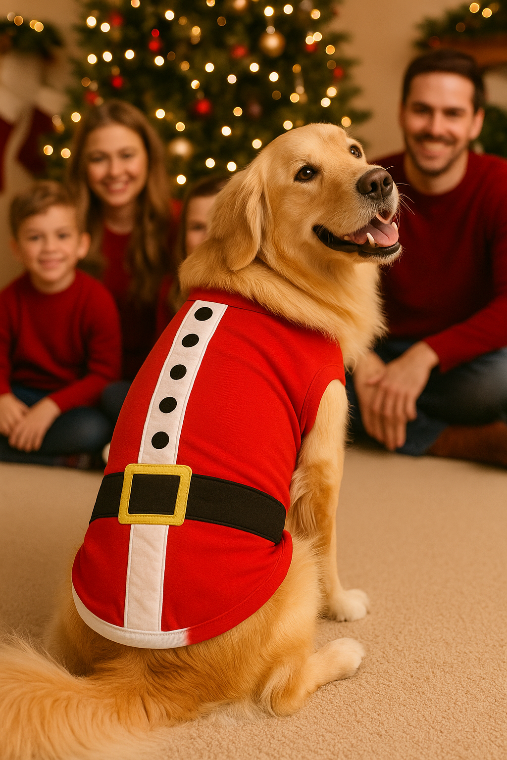 Parisian Pet SantaDog Shirt - Christmas Pet Apparel for Holiday Cheer, Red