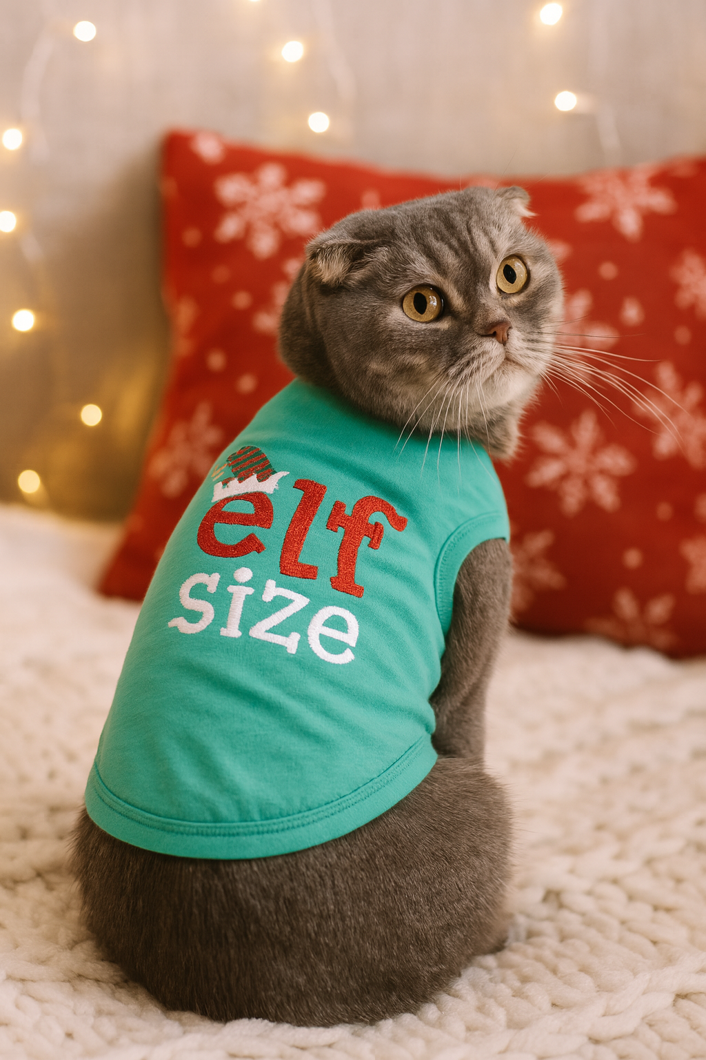 Parisian Pet Embroidered Elf Size Shirt-Green