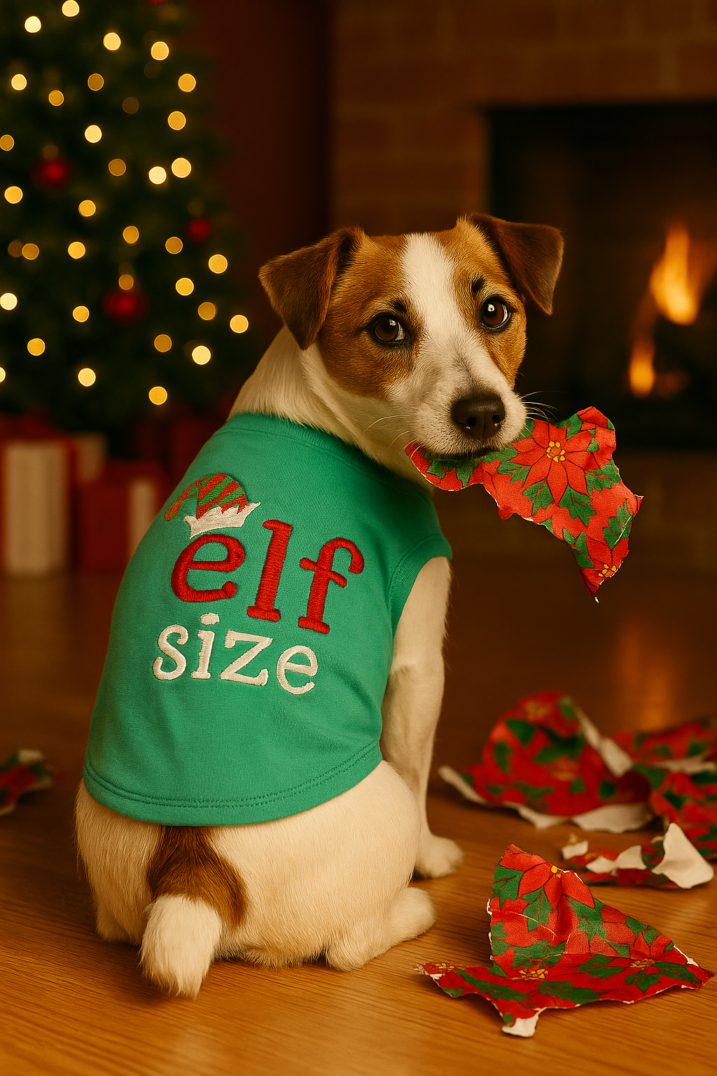 Parisian Pet Embroidered Elf Size Shirt-Green