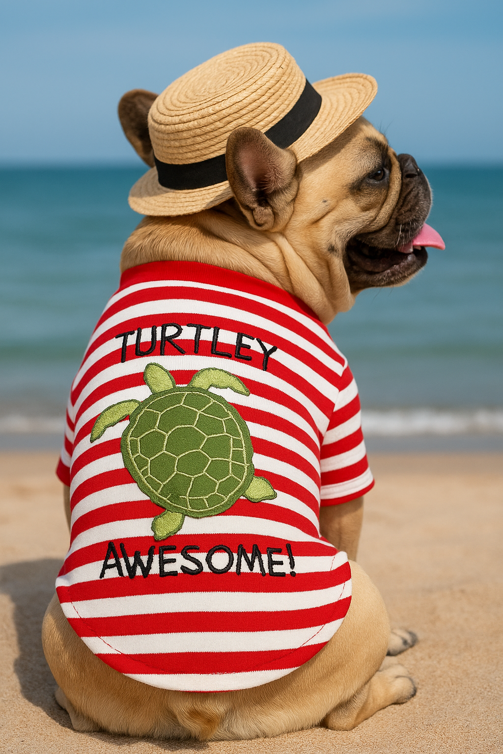 Parisian Pet Turtley Awesome Dog T-Shirt-Red & White Stripes
