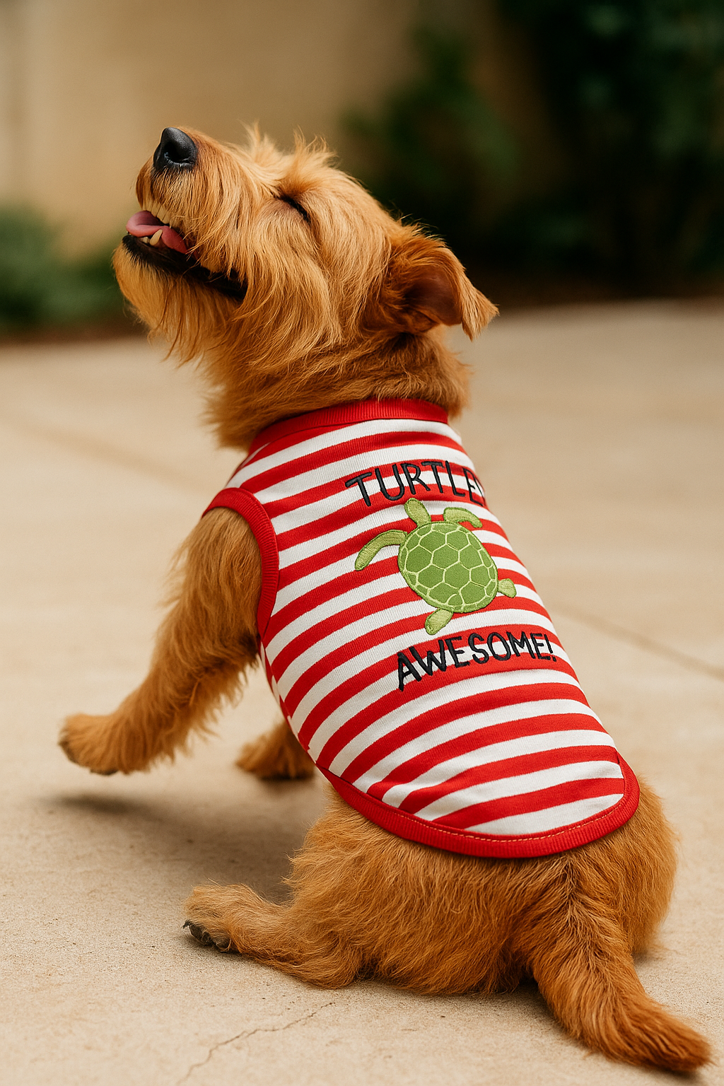 Parisian Pet Turtley Awesome Dog Shirt  Fun Slogan Cotton Pet T-Shirt for Dogs & Cats, Red and White Stripes