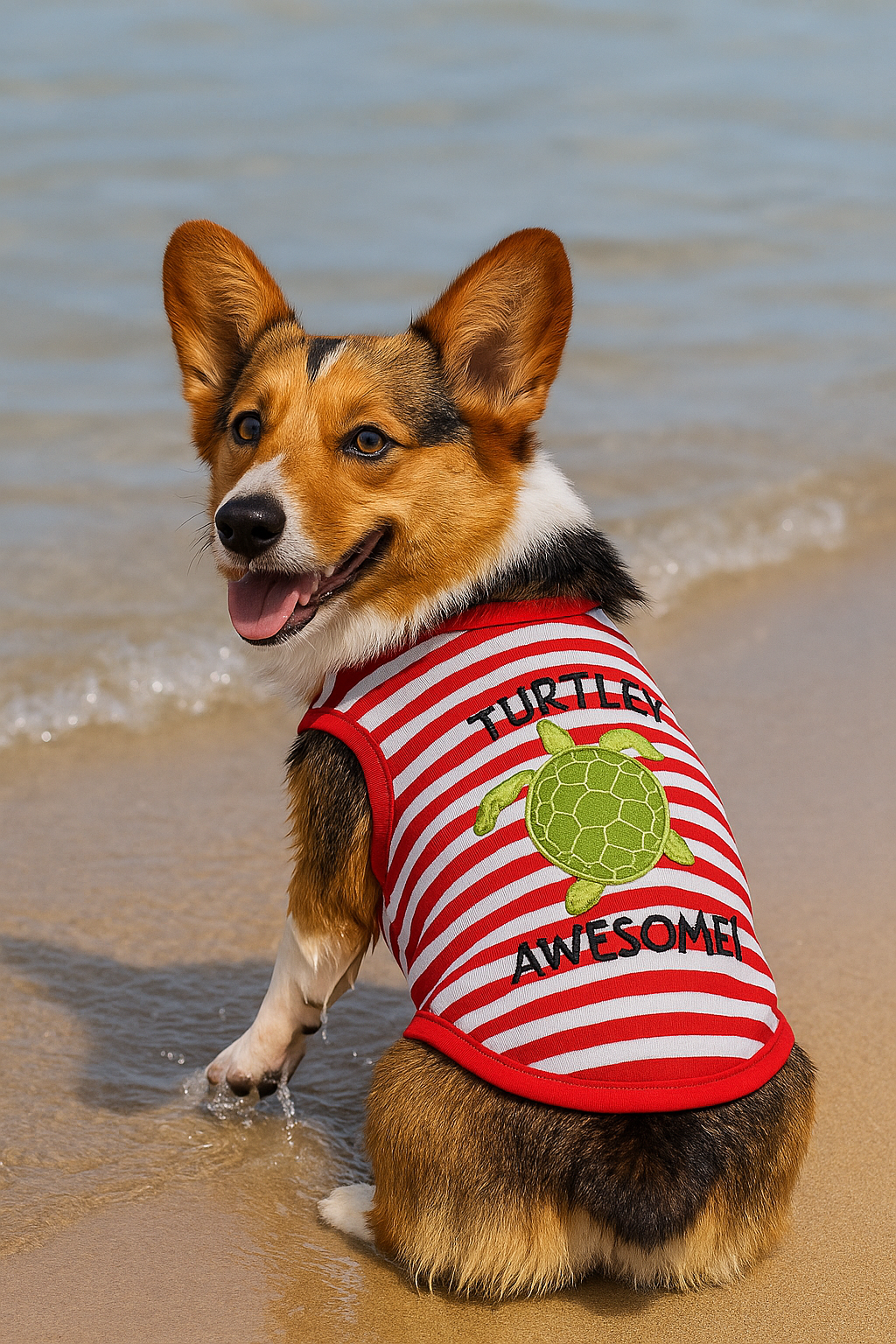 Parisian Pet Turtley Awesome Dog T-Shirt-Red & White Stripes