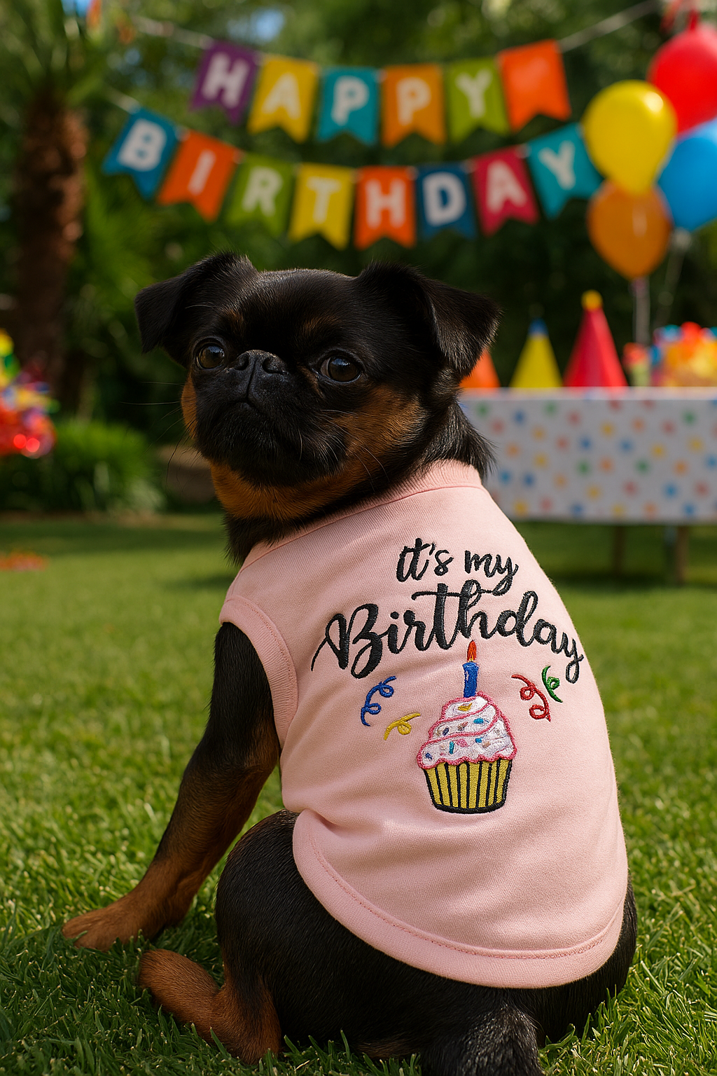 Parisian Pet Birthday Girl Dog Shirt  Trendy and Breathable Party Outfit for Small Dogs & Cats, Pink