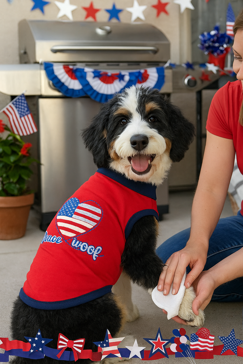 Parisian Pet Peace Love Woof Fun Slogan Dog T-Shirt  Lightweight Cotton Pet Apparel for Dogs & Cats-Valentines Day