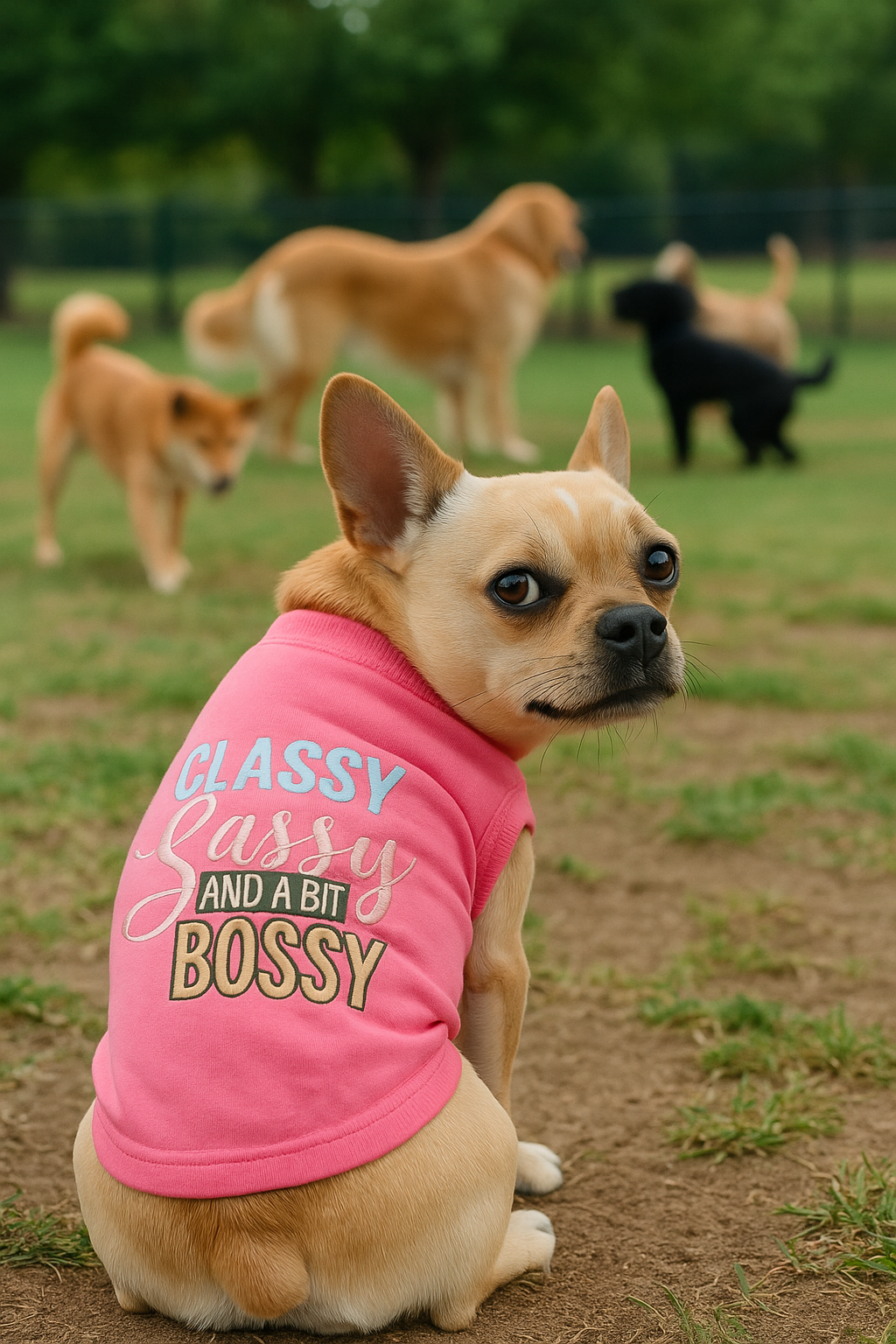 Parisian Pet Classy, Sassy, & a Bit Bossy Dog T-Shirt-Pink