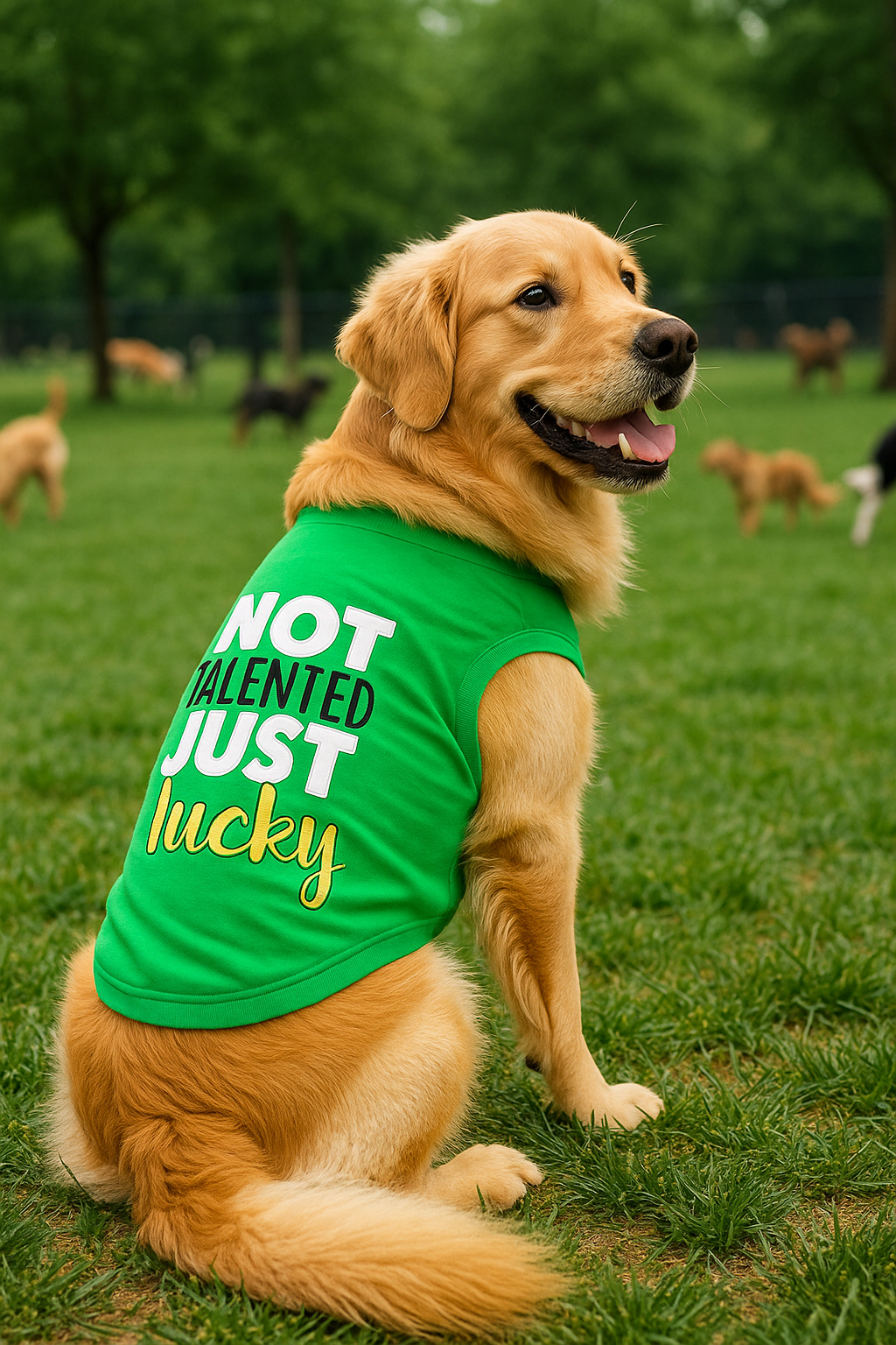 Parisian Pet Not Talented Just Lucky Witty Dog Shirt  Trendy Slogan Pet Apparel for Dogs & Cats-Saint Patricks Day