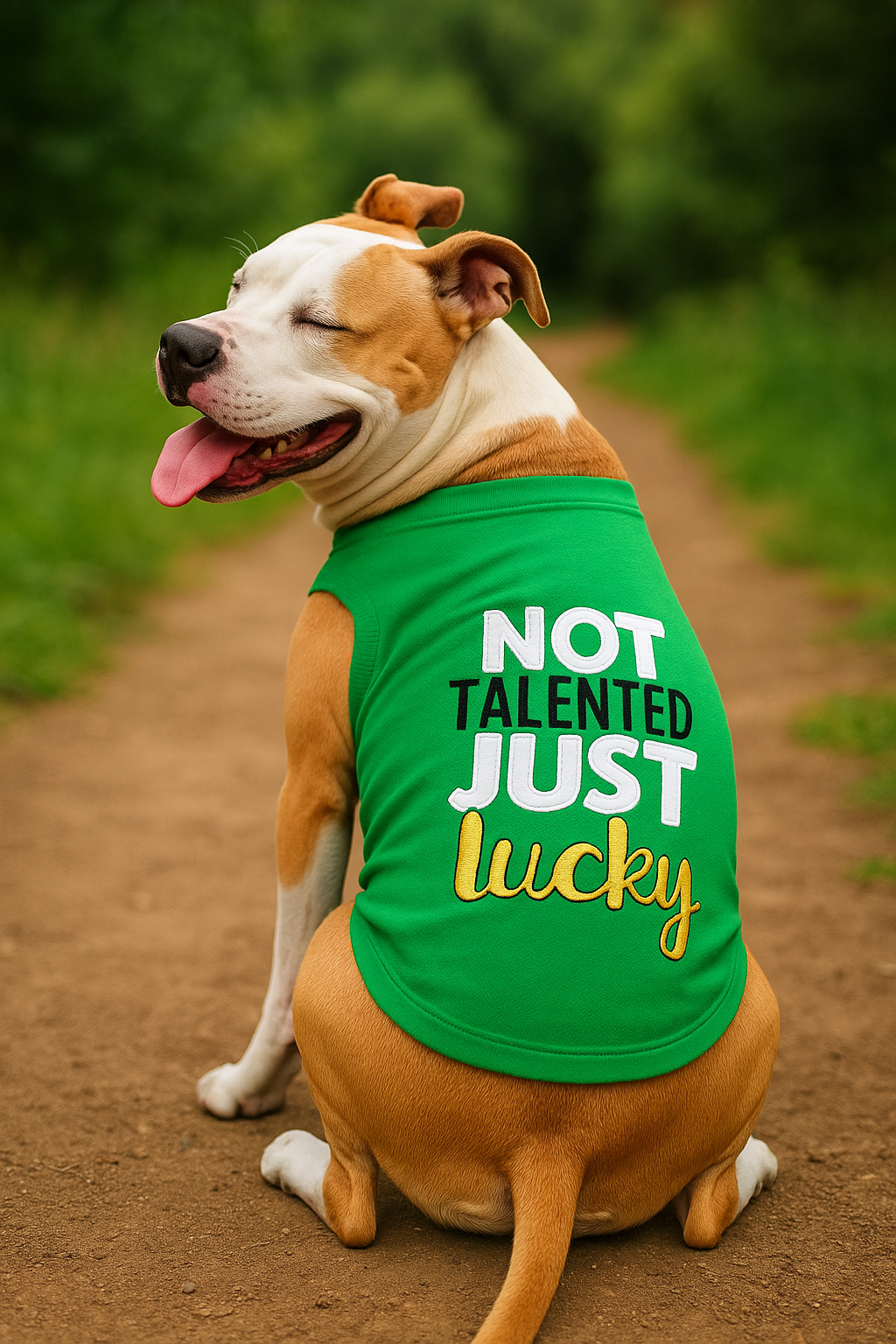 Parisian Pet Not Talented Just Lucky Witty Dog Shirt  Trendy Slogan Pet Apparel for Dogs & Cats-Saint Patricks Day