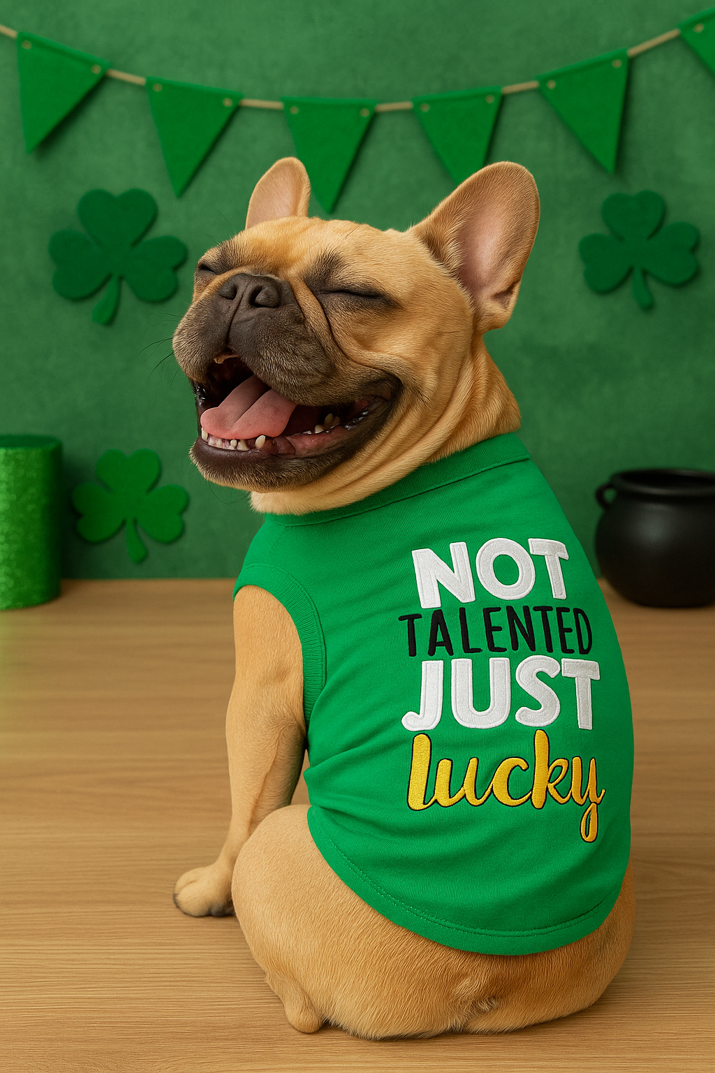 Parisian Pet Not Talented Just Lucky Witty Dog Shirt  Trendy Slogan Pet Apparel for Dogs & Cats-Saint Patricks Day