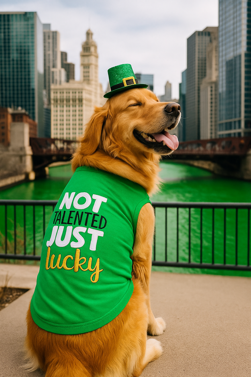 Parisian Pet Not Talented Just Lucky Witty Dog Shirt  Trendy Slogan Pet Apparel for Dogs & Cats-Saint Patricks Day