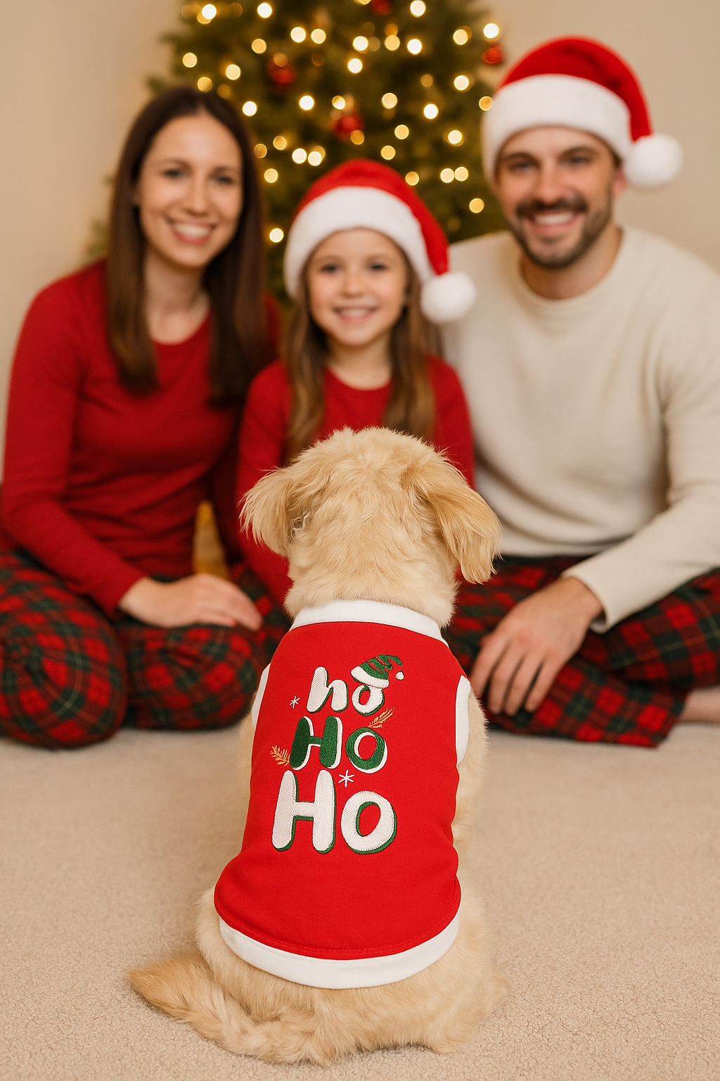 Parisian Pet Ho Ho Ho Pet Holiday Shirt - Christmas Dog Outfit, Red