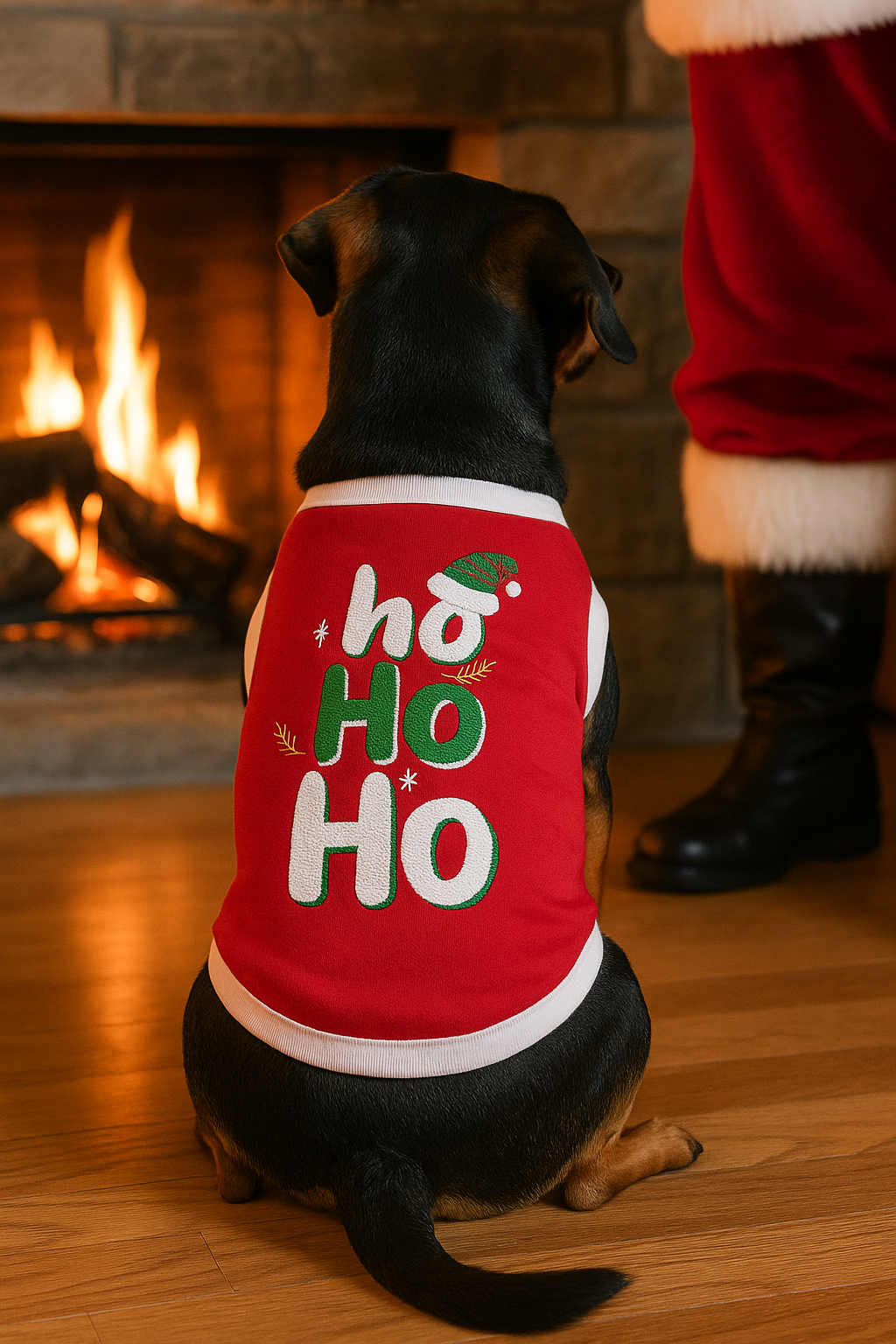 Parisian Pet Ho Ho Ho Pet Holiday Shirt - Christmas Dog Outfit, Red