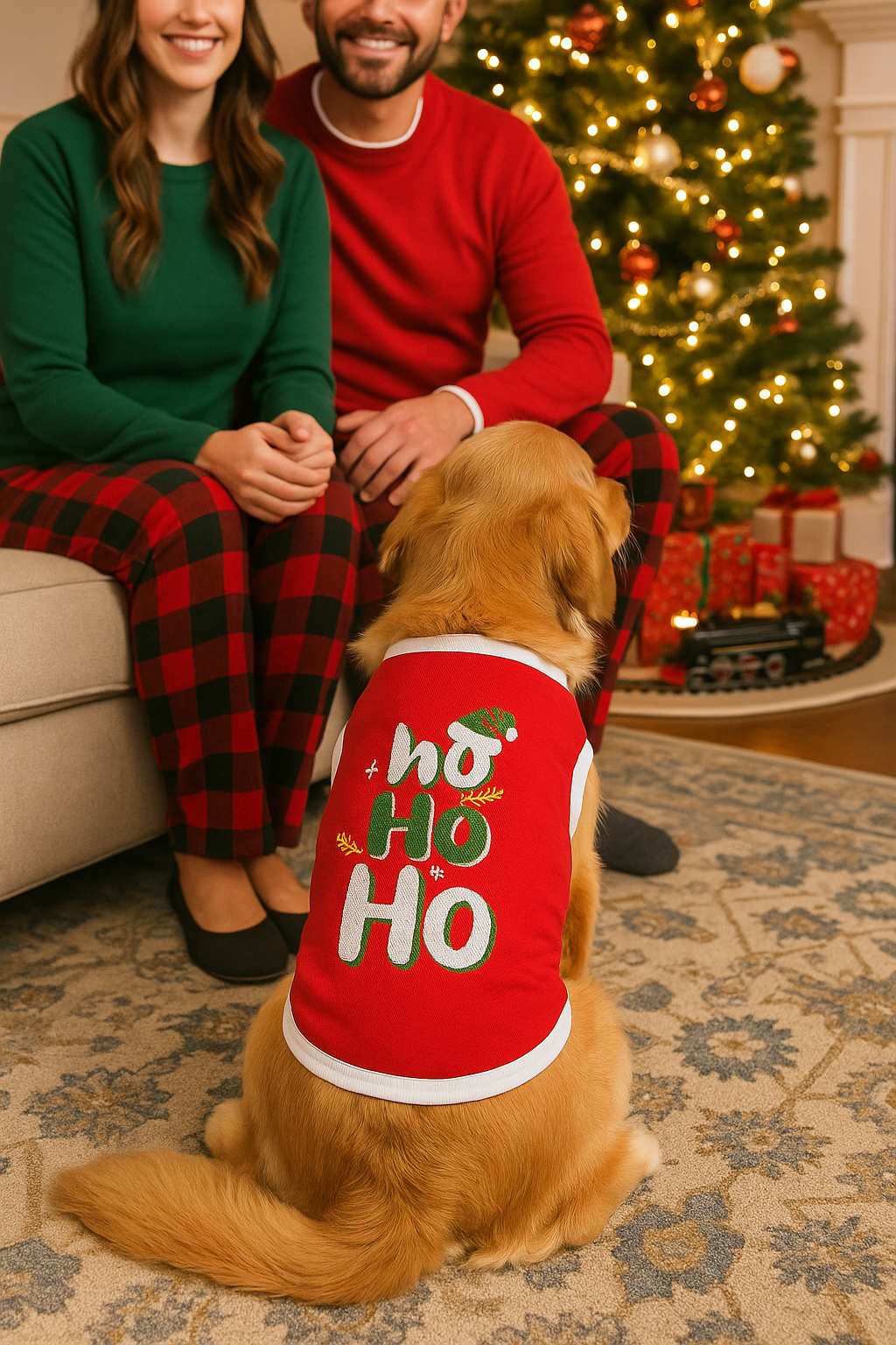 Parisian Pet Ho Ho Ho Pet Holiday Shirt - Christmas Dog Outfit, Red