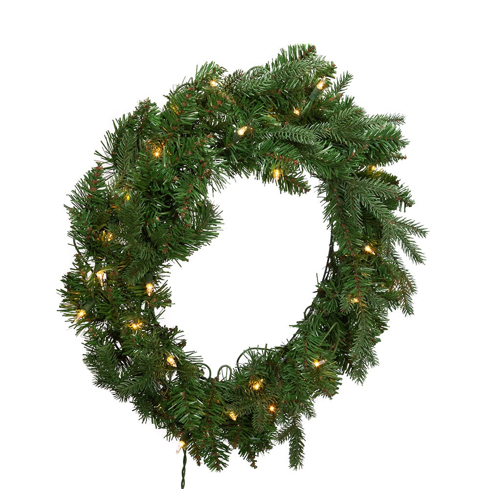 Kurt Adler 24-Inch Pre-Lit Clear Jackson Pine Wreath