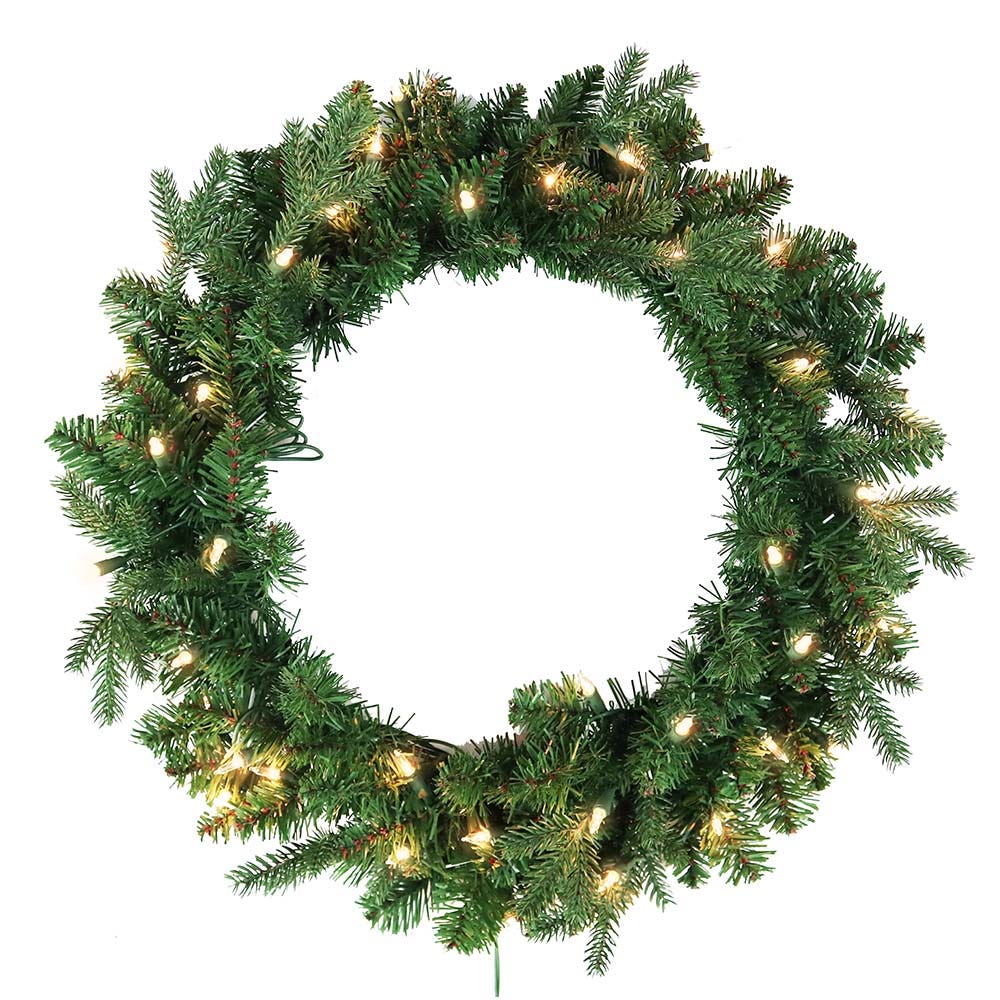 Kurt Adler 24-Inch Pre-Lit Clear Jackson Pine Wreath