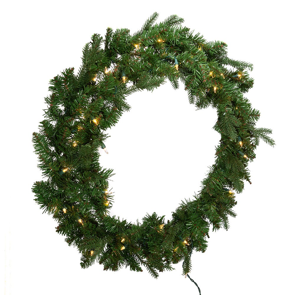 Kurt Adler 30-Inch Pre-Lit Clear Jackson Pine Wreath