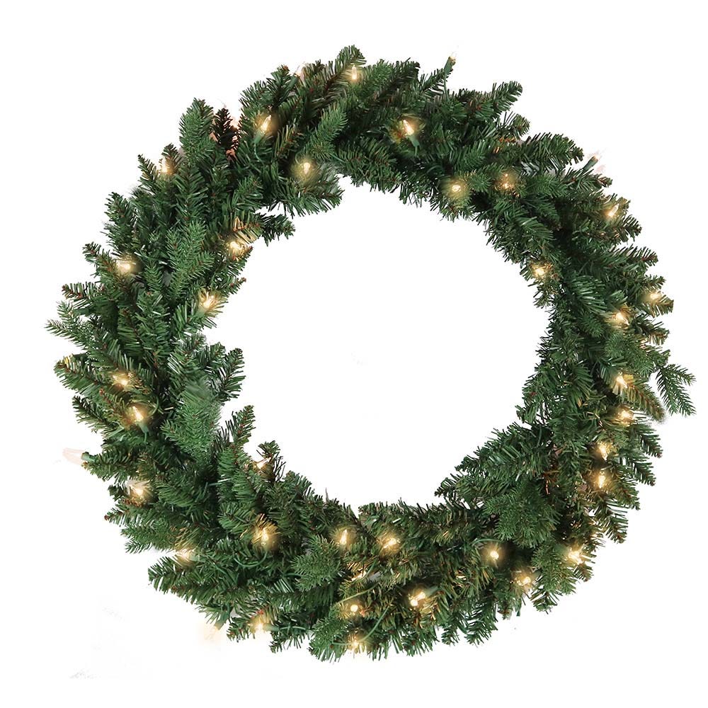 Kurt Adler 30-Inch Pre-Lit Clear Jackson Pine Wreath