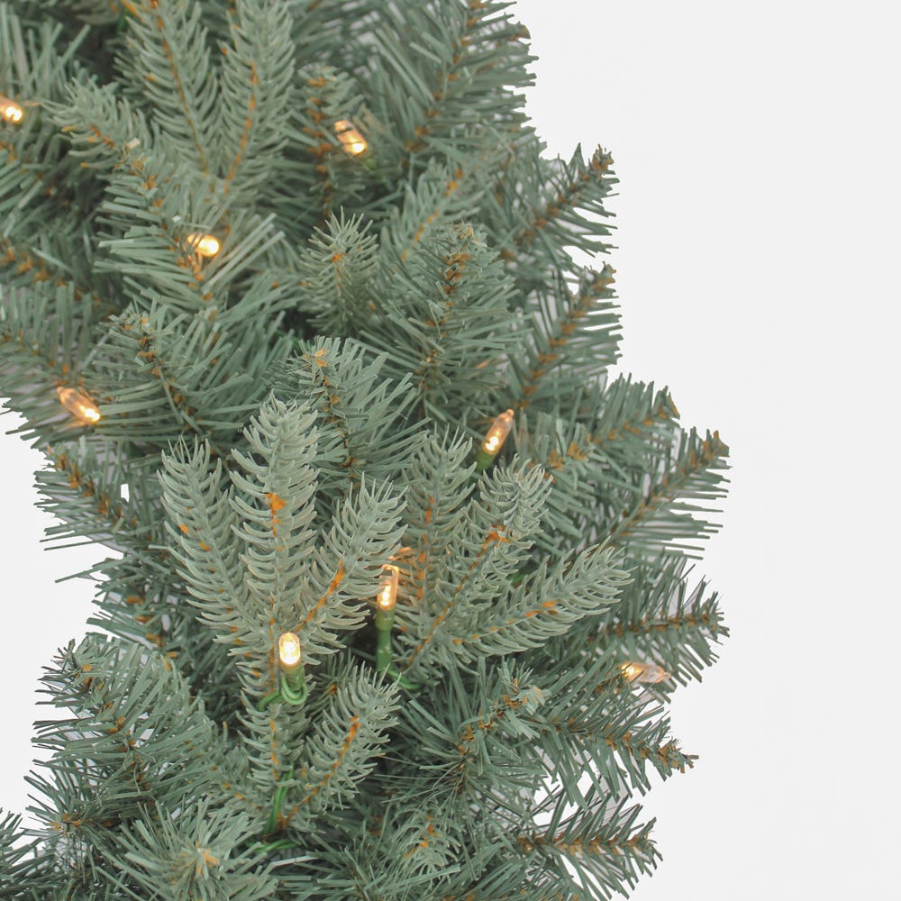 Kurt Adler 18-Inch Battery-Operated Pre-Lit Warm White Cluster LED Blue Spruce Wreath
