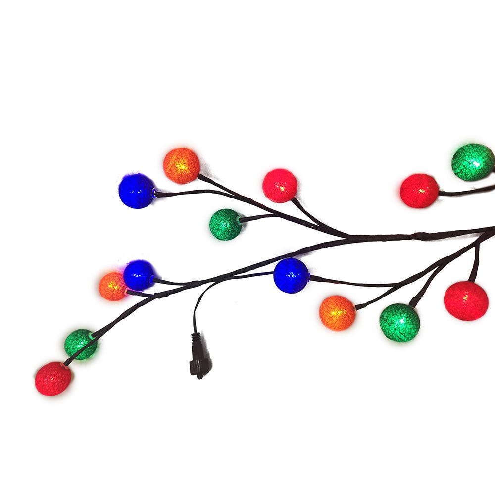 Kurt Adler 6-Foot 48-Light LED Brown Garland with Cotton Ball