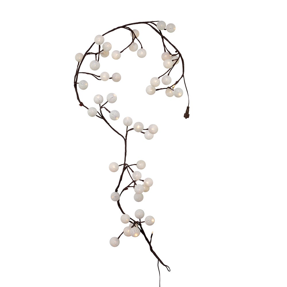 Kurt Adler 6-Foot Brown Garland Warm White Cotton Ball 48 Light LED