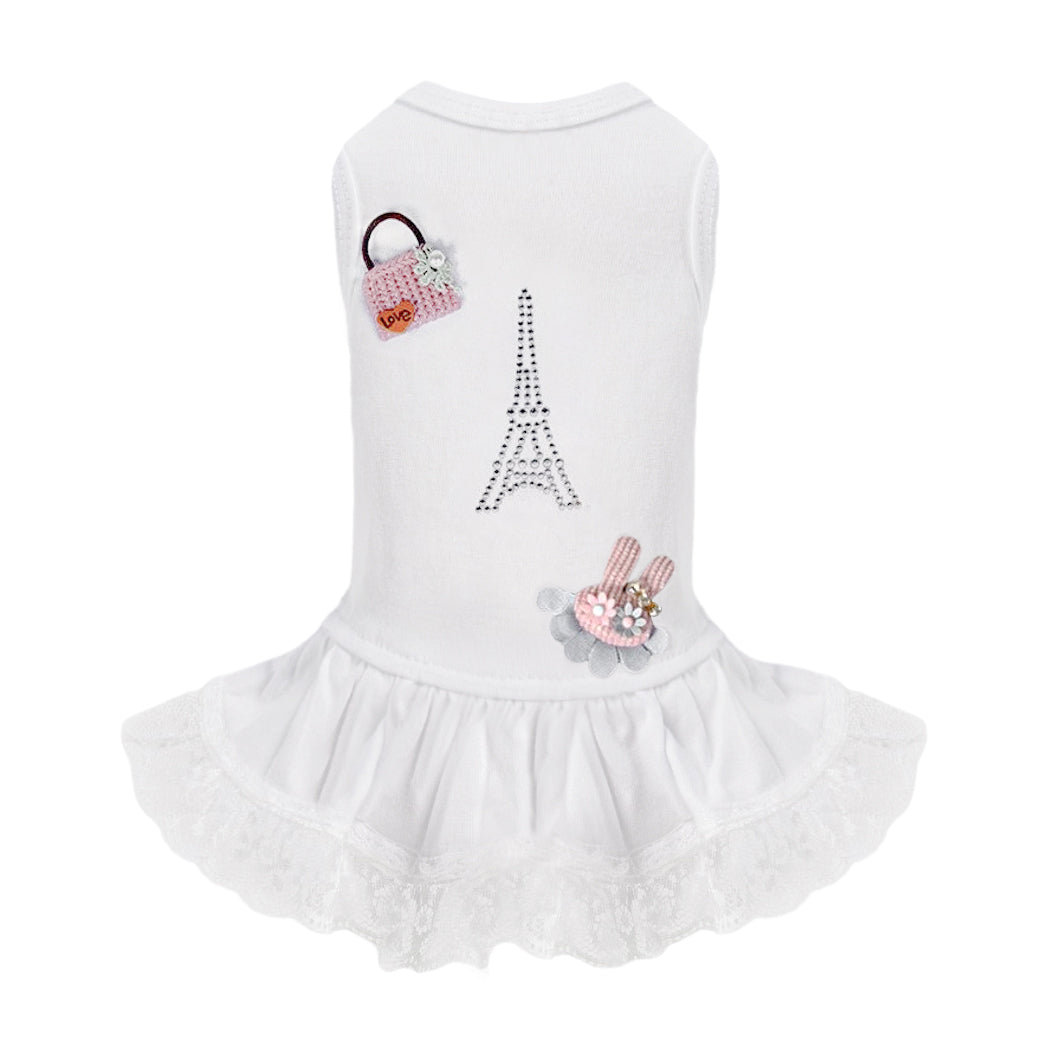 Hello Doggie Paris Cotton White Dog Dress