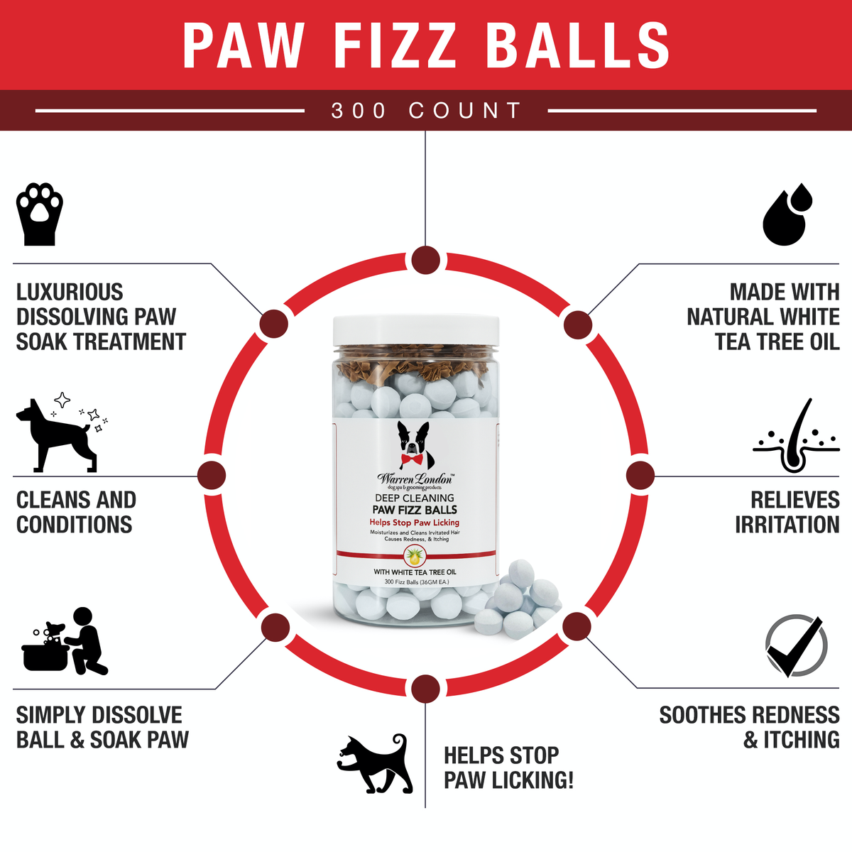 Deep Cleaning Paw Fizz Balls - Professional Size - HT Animal Supply