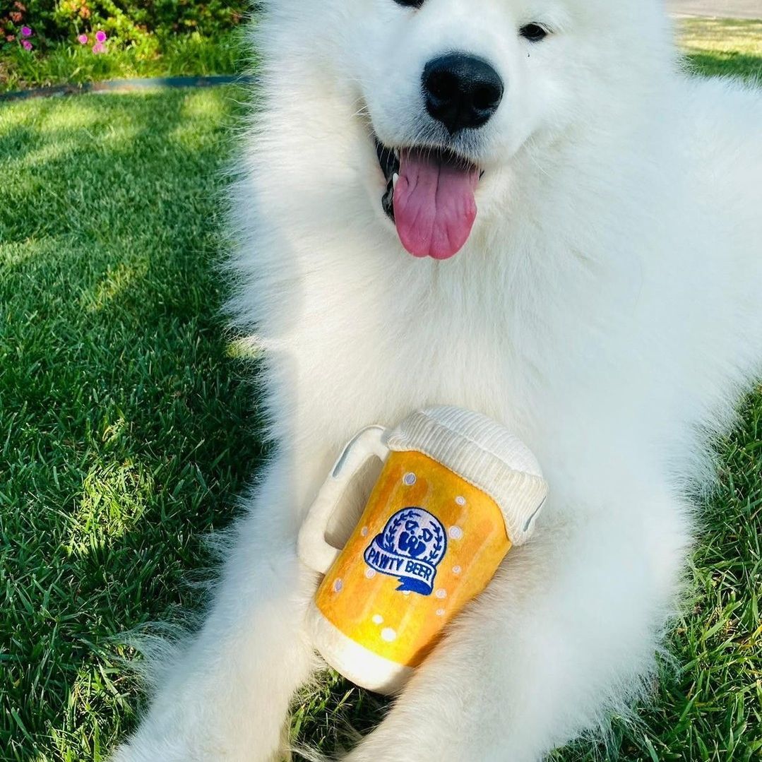 PAWTY BEER PLUSH DOG TOY