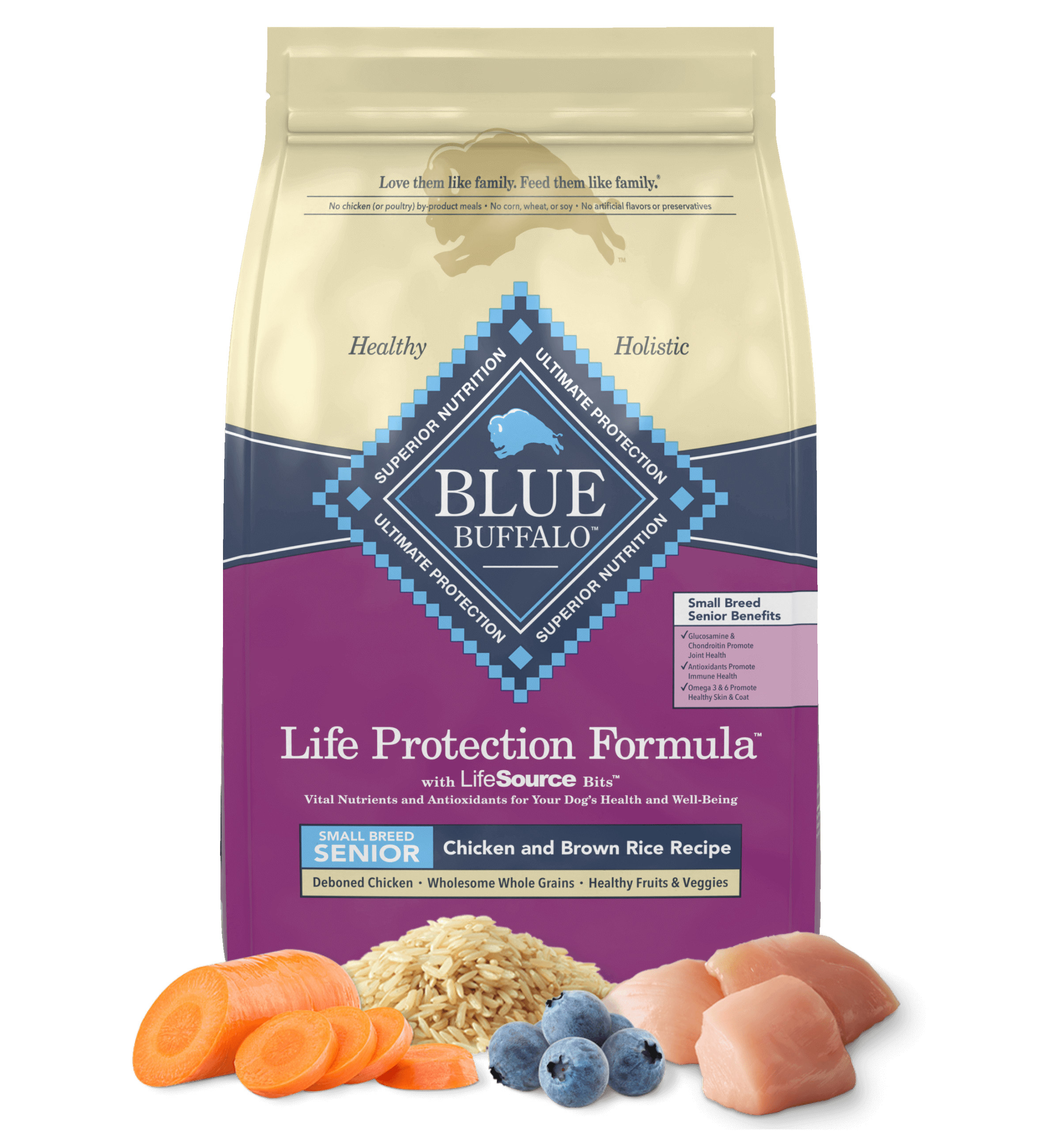 Blue Buffalo Life Protection Formula Senior Small Breed Chicken and Brown Rice Dry Dog Food (5lb)