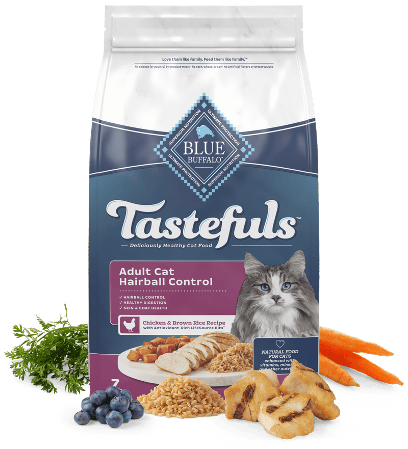 Blue Buffalo Blue Tastefuls Adult Cat Hairball Control Chicken & Rice Dry Food (3lb)