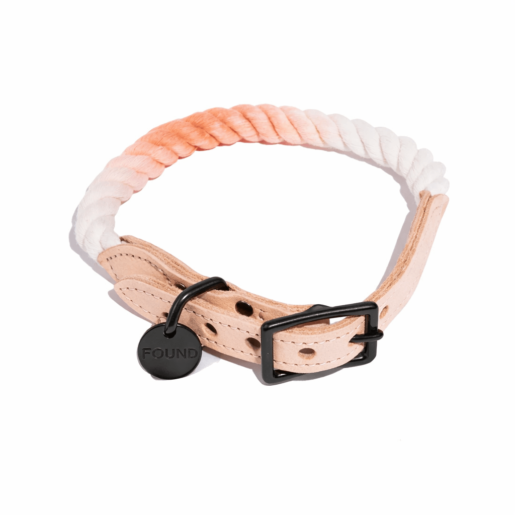 Peach Ombre Cotton Rope Cat & Dog Collar – Matte Black Hardware